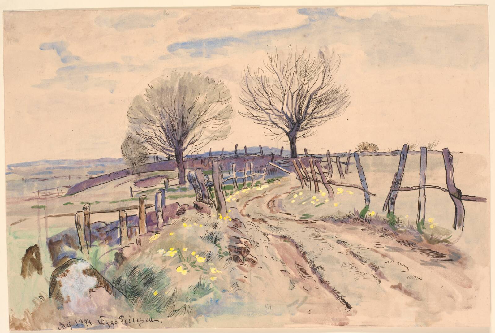Landskab med markvej, Viggo Pedersen, 1894