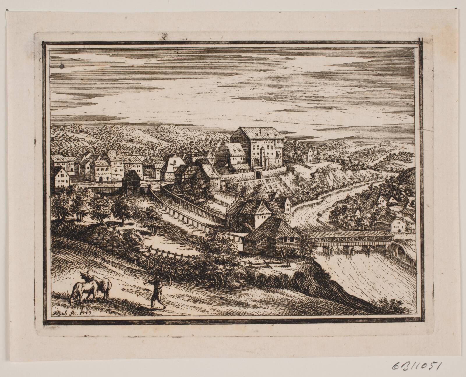 Prospekt af en stad, Frederik Laub, 1743