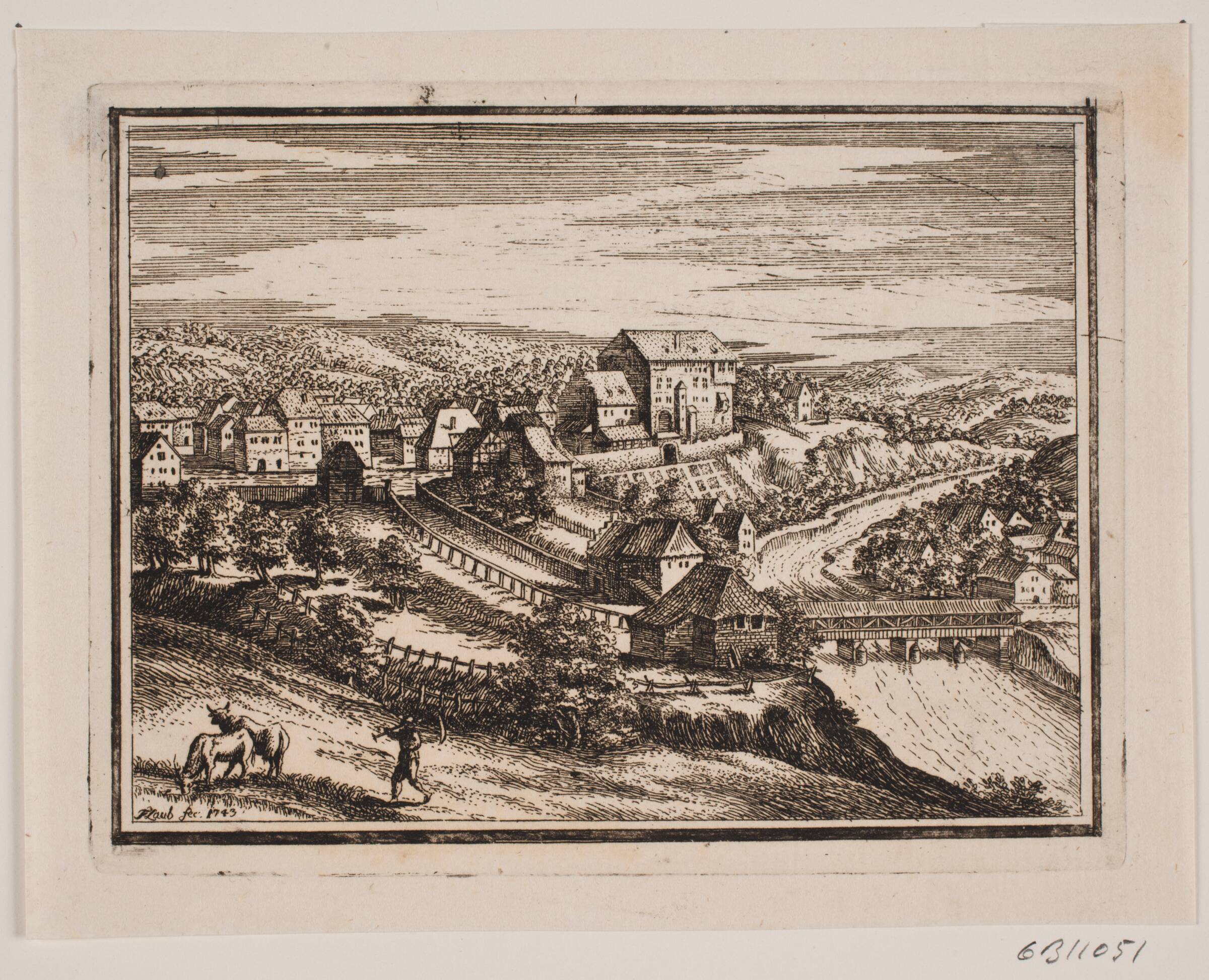 Prospekt af en stad, Frederik Laub, 1743