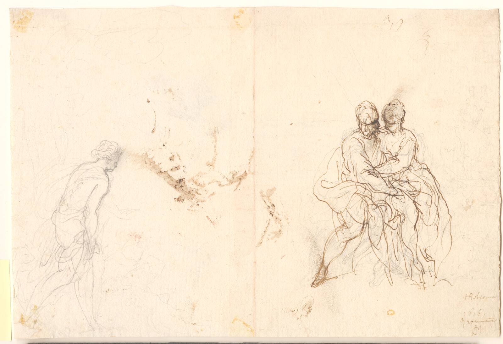 Studieblad med figurkompositioner, Hans Rottenhammer, 1616