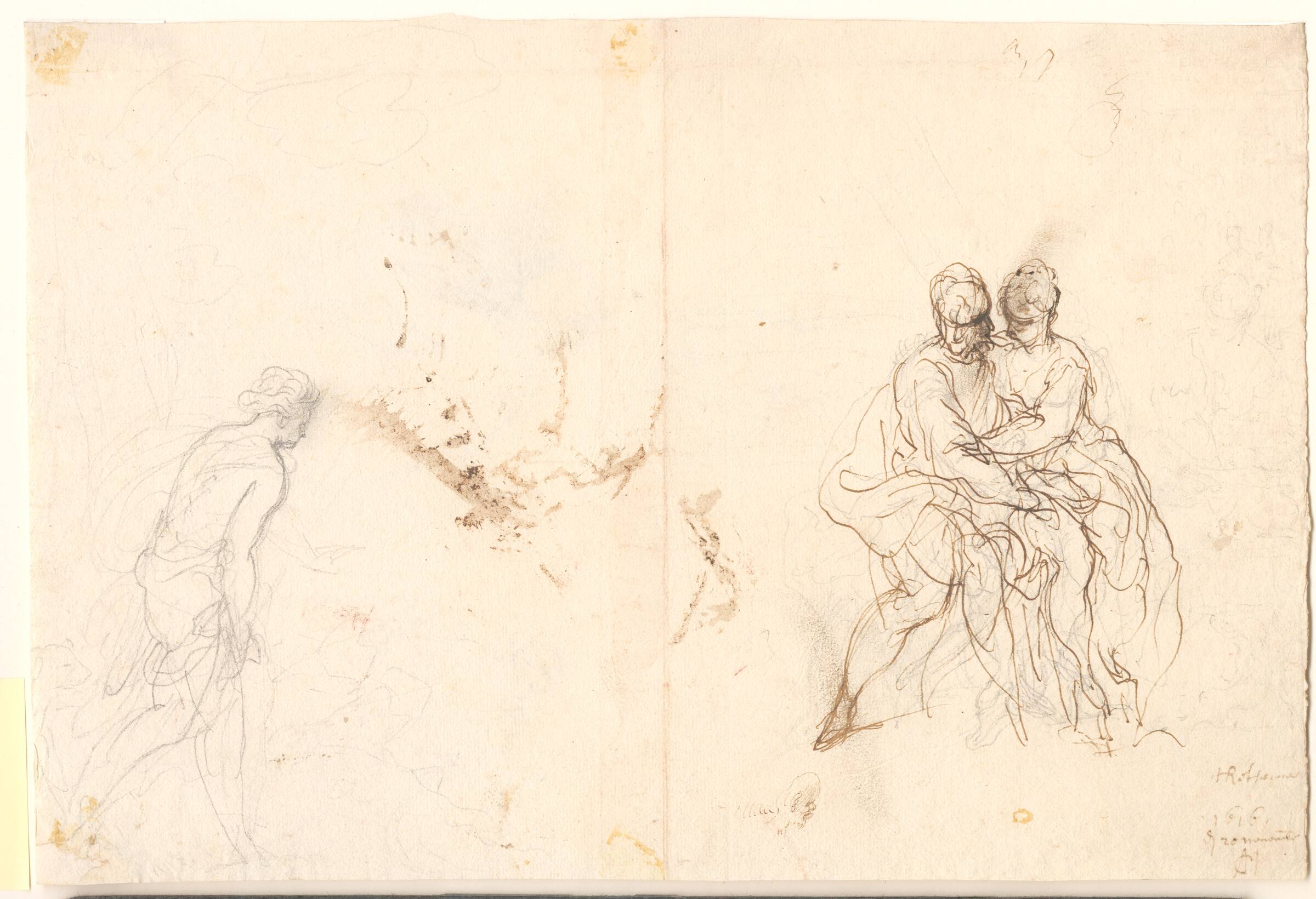 Studieblad med figurkompositioner, Hans Rottenhammer, 1616