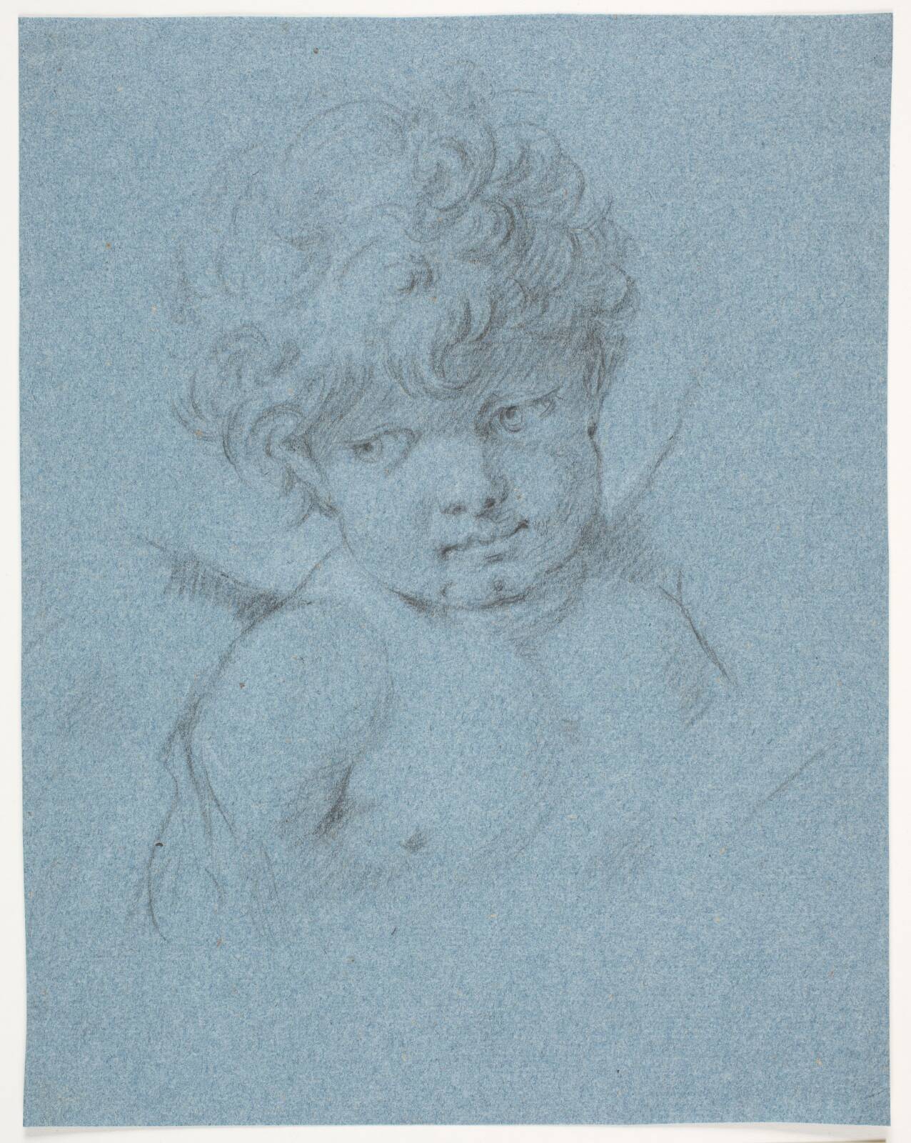 Vinget engel? Amor? Brystbillede, by Jacques François Joseph Saly, 1717-1776