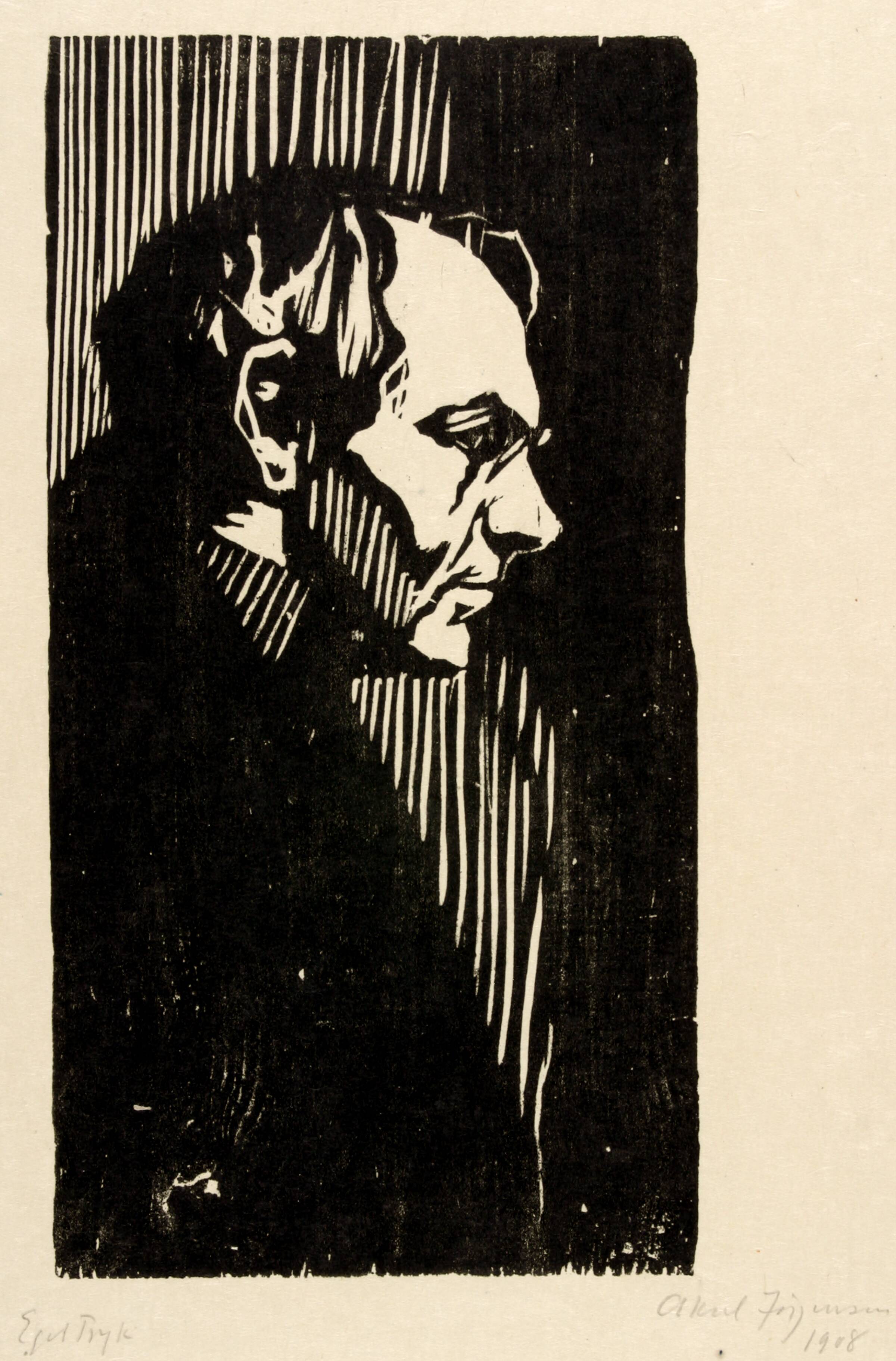 Portræt af forfatteren Jens Pedersen, Aksel Jørgensen, 1908