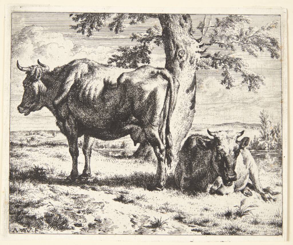 To køer under et træ, Adriaen van de Velde, 1636-1672