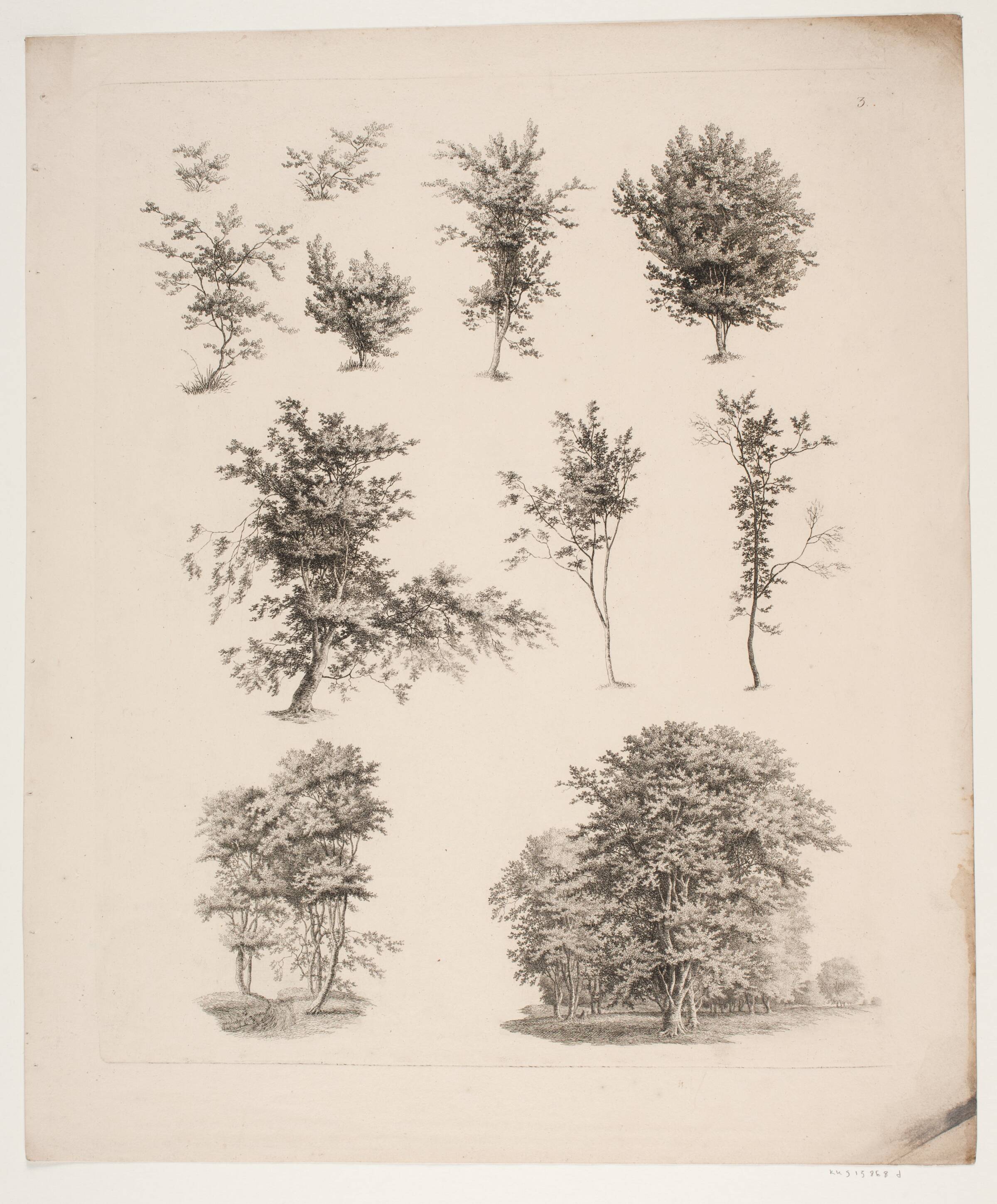 "Studier efter Naturen med Hensyn til Landskabstegning af S.H. Petersen", nr. 3, Søren Henrik Petersen, 1816