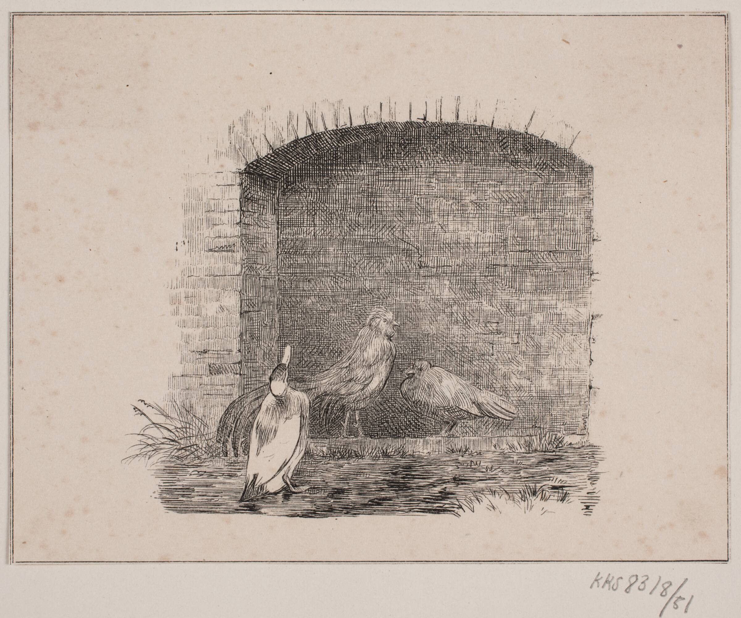 Hønsene og ænderne, Adolph Kittendorff, 1845