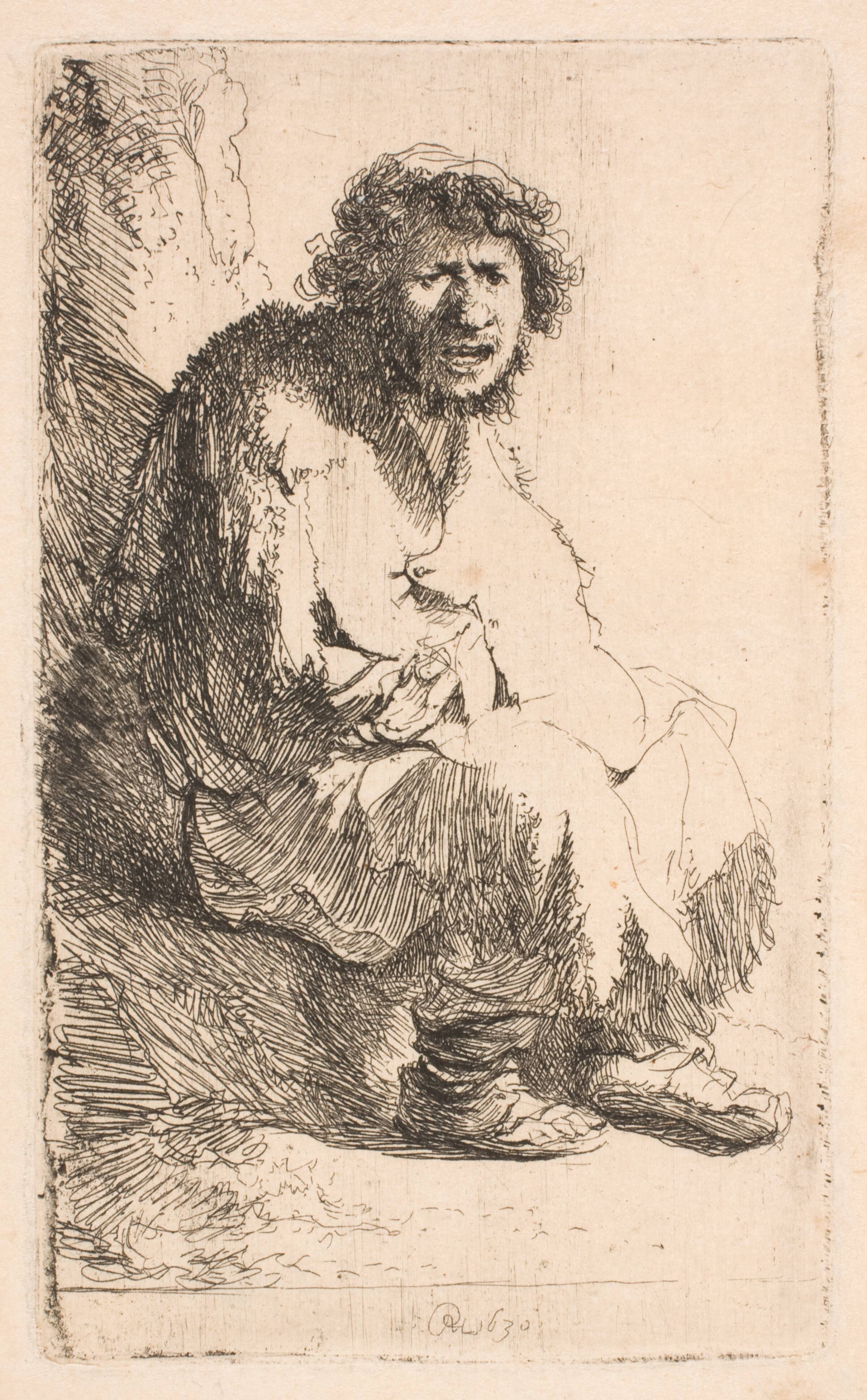 Siddende tigger, Rembrandt van Rijn, 1630