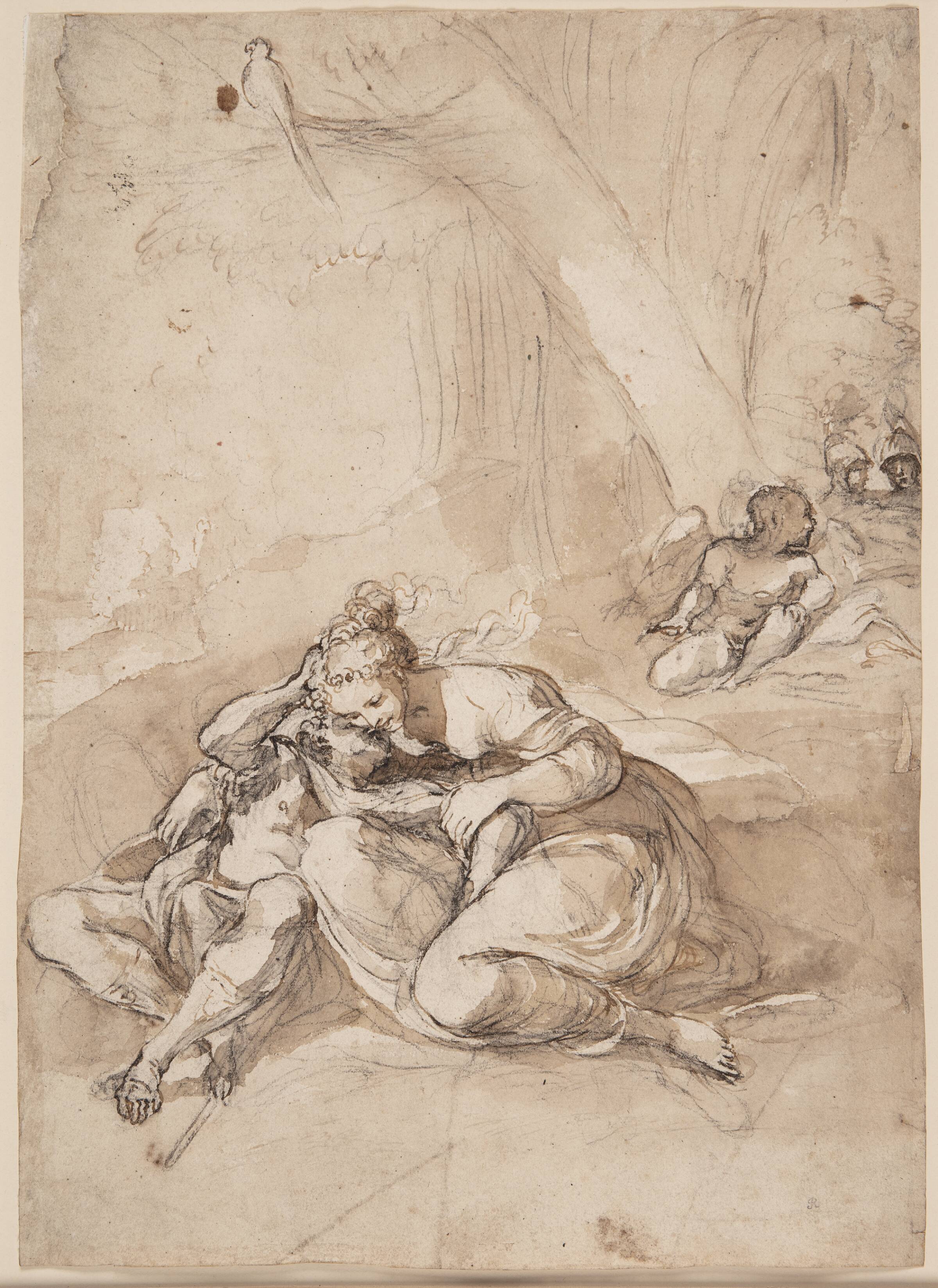 Rinaldo og Amida i tryllehaven (scene fra Torquato Tassos Gerusalemme Liberata), Lodovico Carracci, 1593