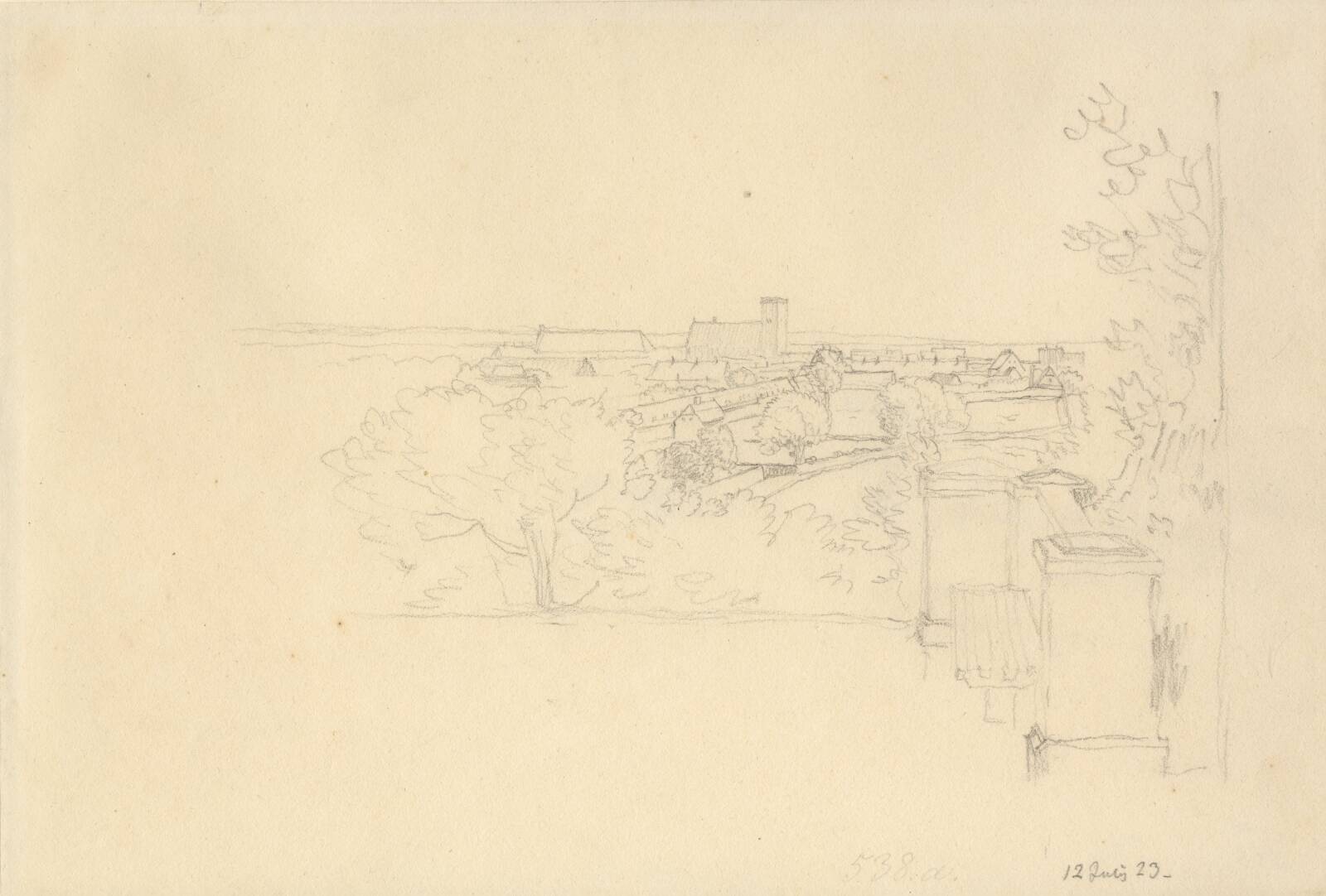 Helsingør, set fra Marienlyst., C.W. Eckersberg, 1823