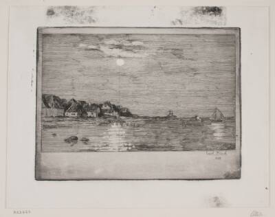Strandparti ved Hellebæk. Måneskin