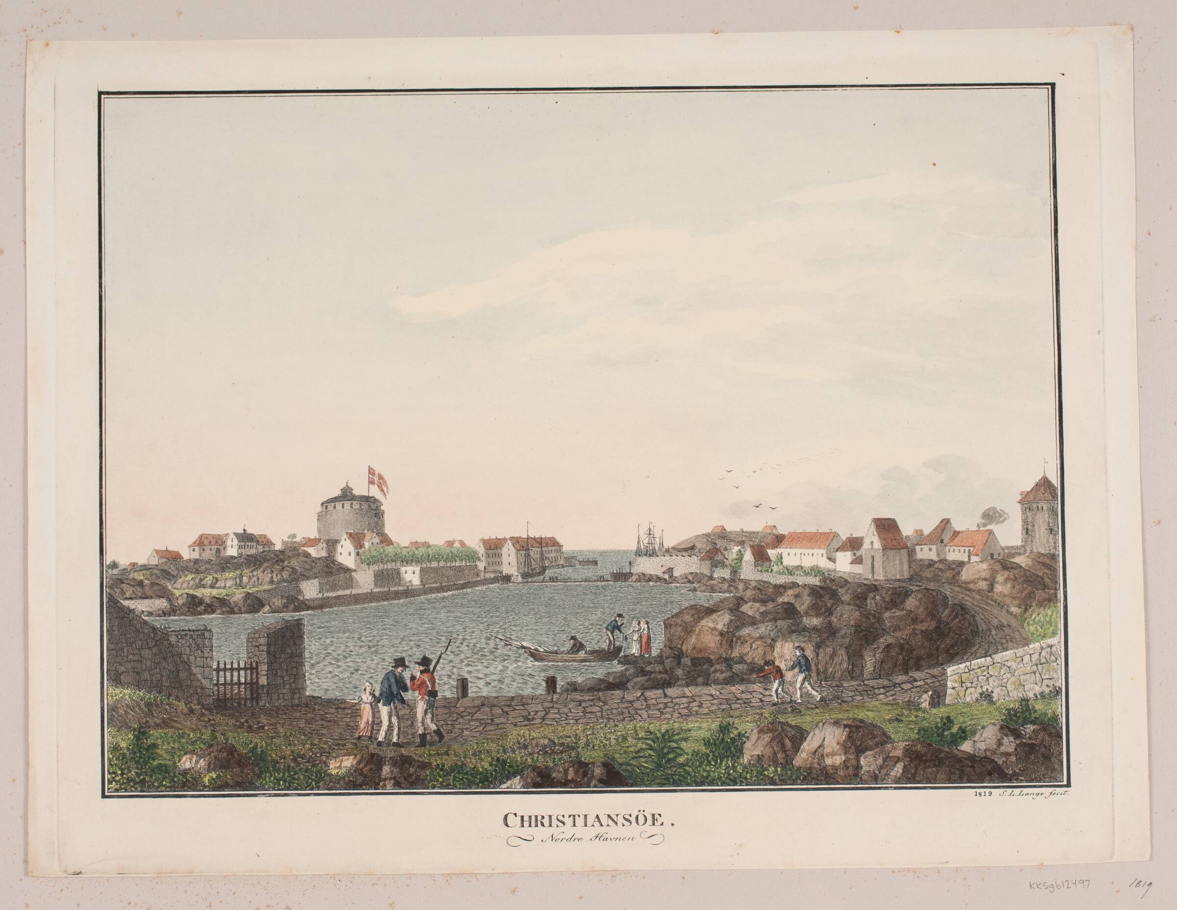 Christiansø. Nordhavnen, Søren L. Lange, 1819