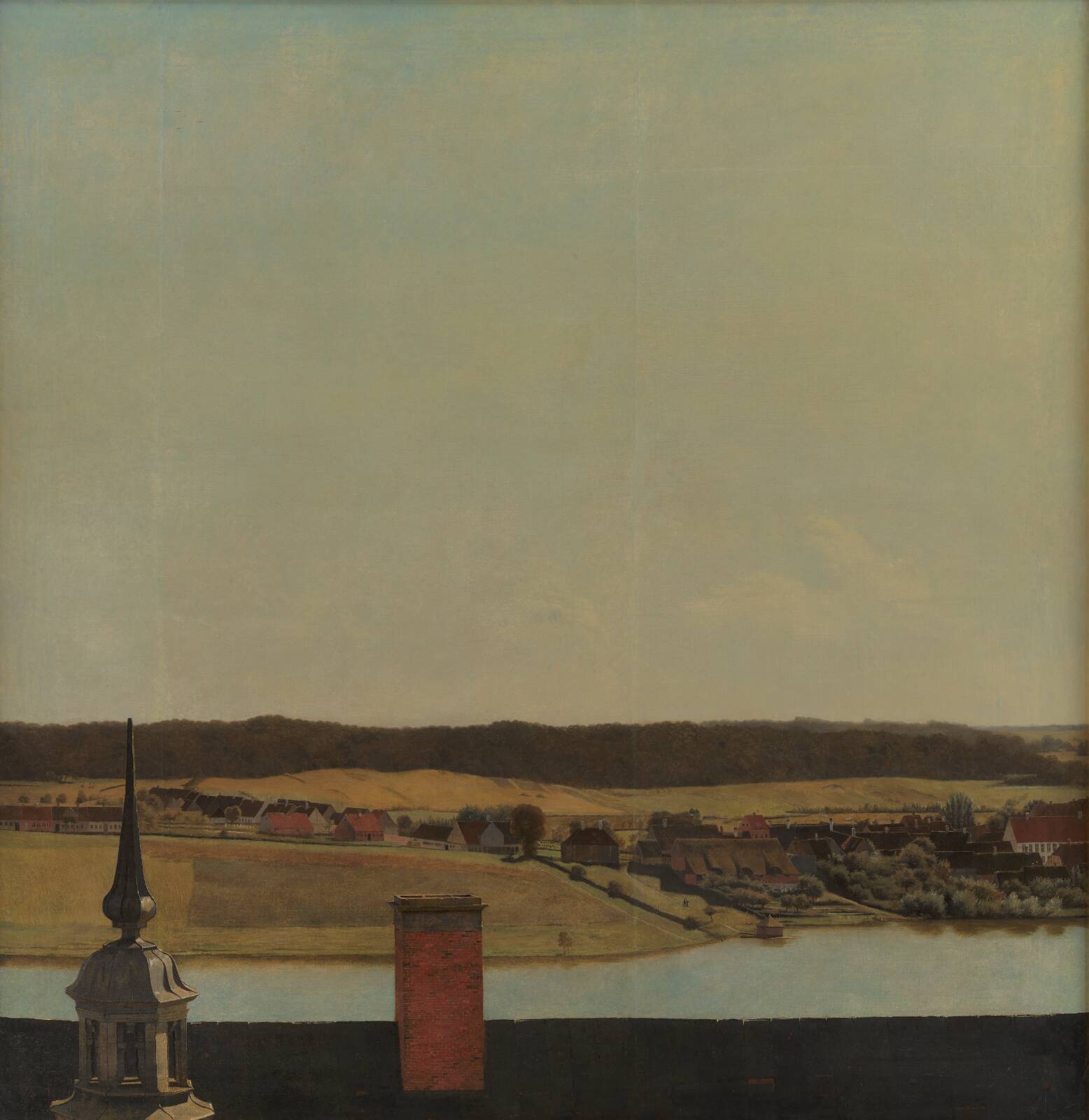 Roof Ridge of Frederiksborg Castle with View of Lake, Town and Forrest, by Christen Købke, 1833-1834