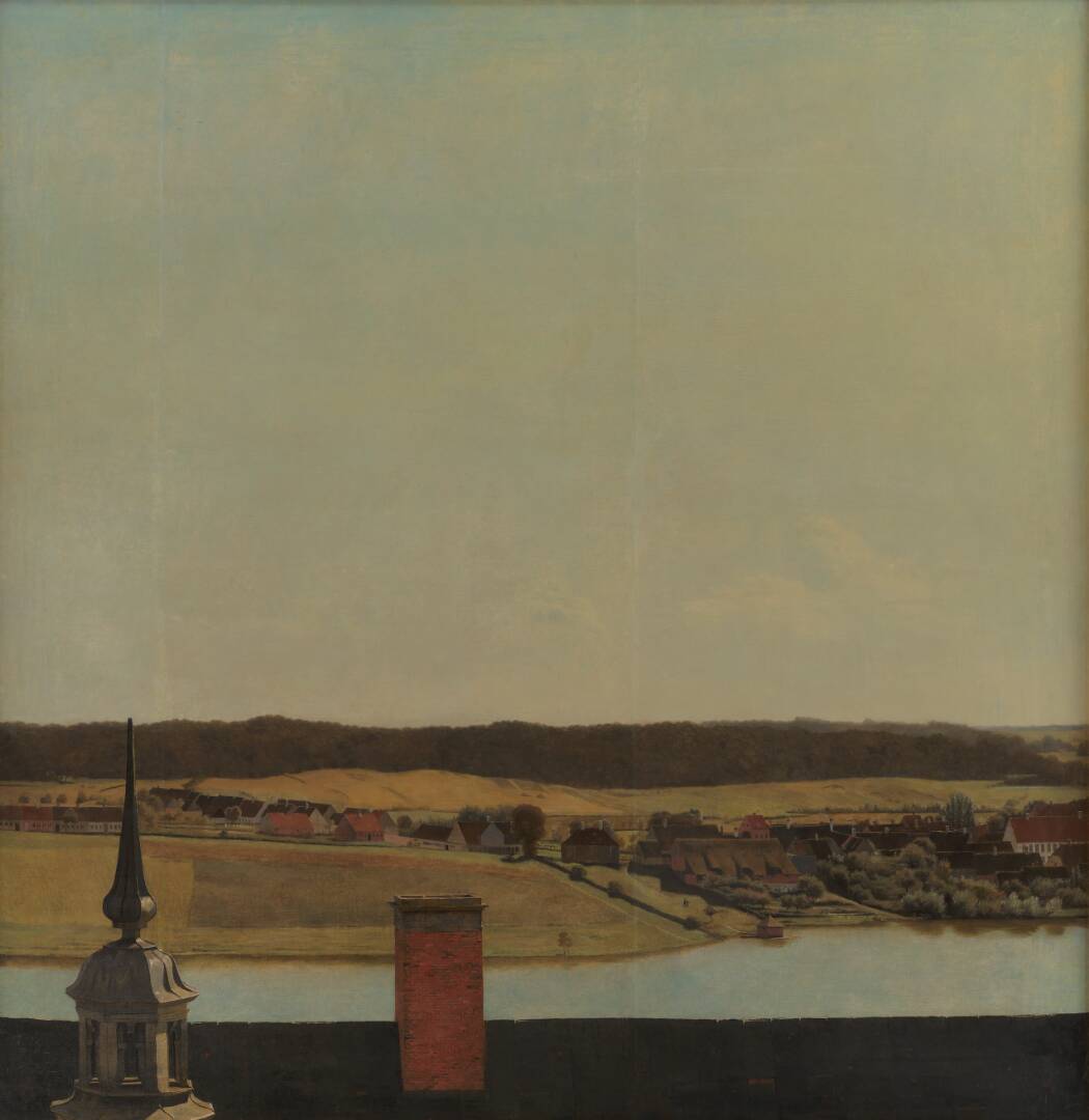 Roof Ridge of Frederiksborg Castle with View of Lake, Town and Forrest, by Christen Købke, 1833-1834