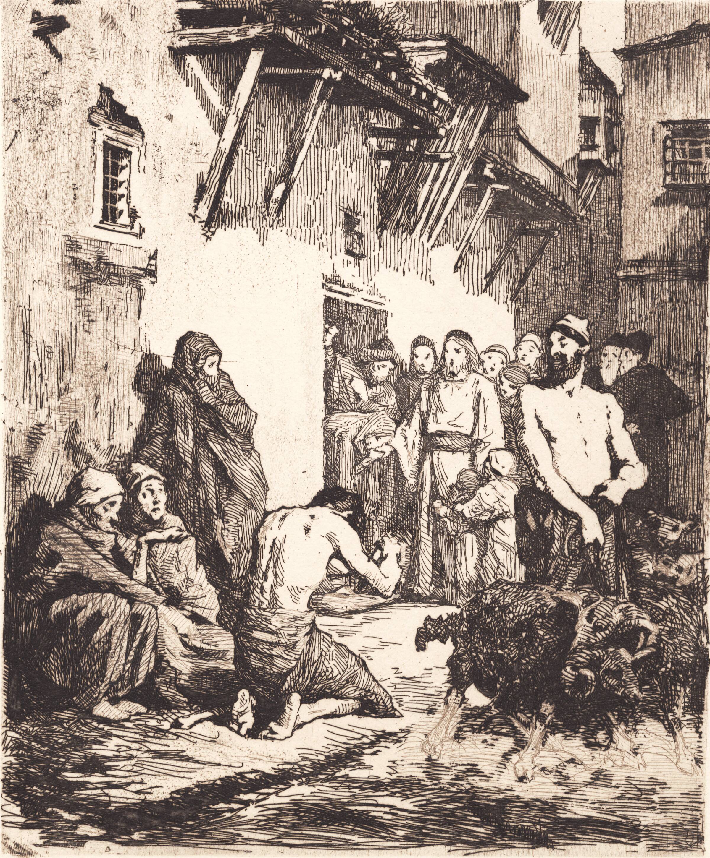 Kristus helbreder to blinde og en besat, Frans Schwartz, 1865-1917