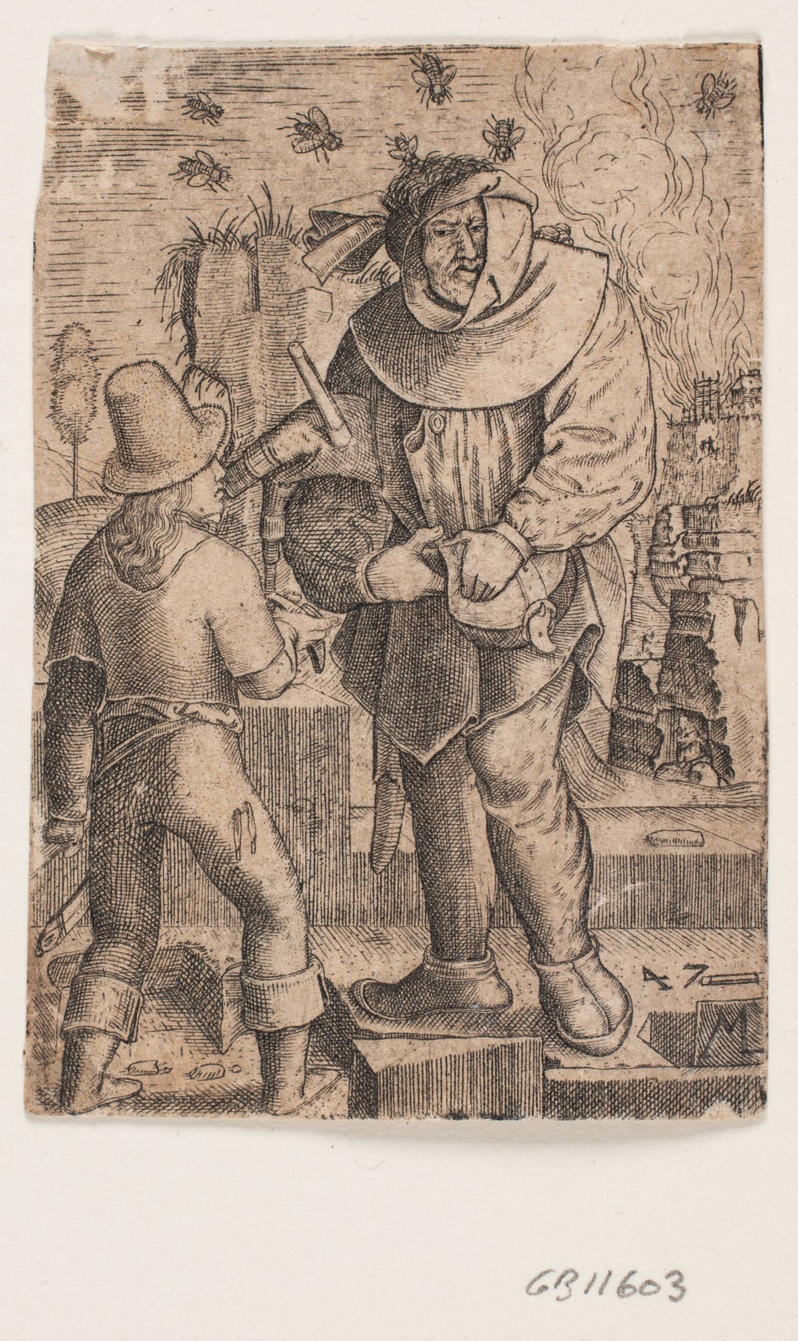 Sækkepibeblæseren og bierne, Melchior Lorck, 1547