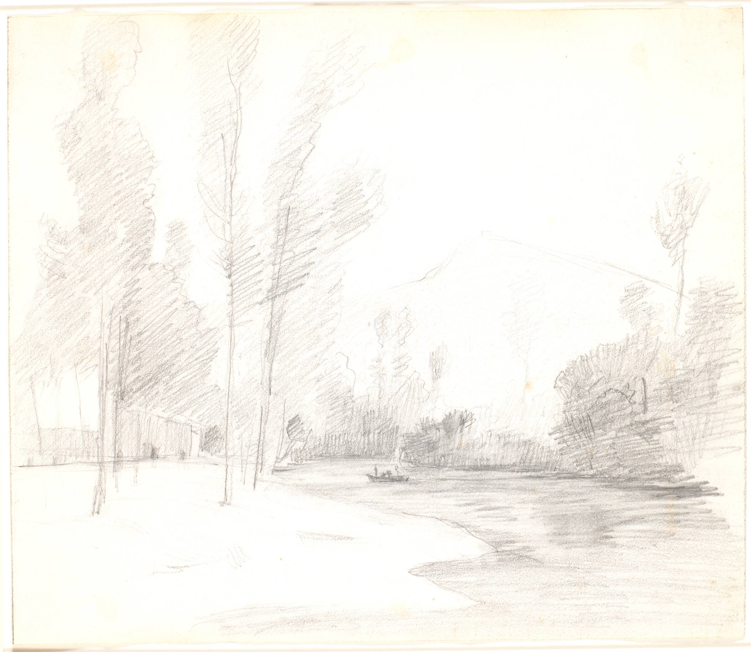 Landskab med sø eller flod og bjerge. Italien?, Theodor Philipsen, 1840-1920