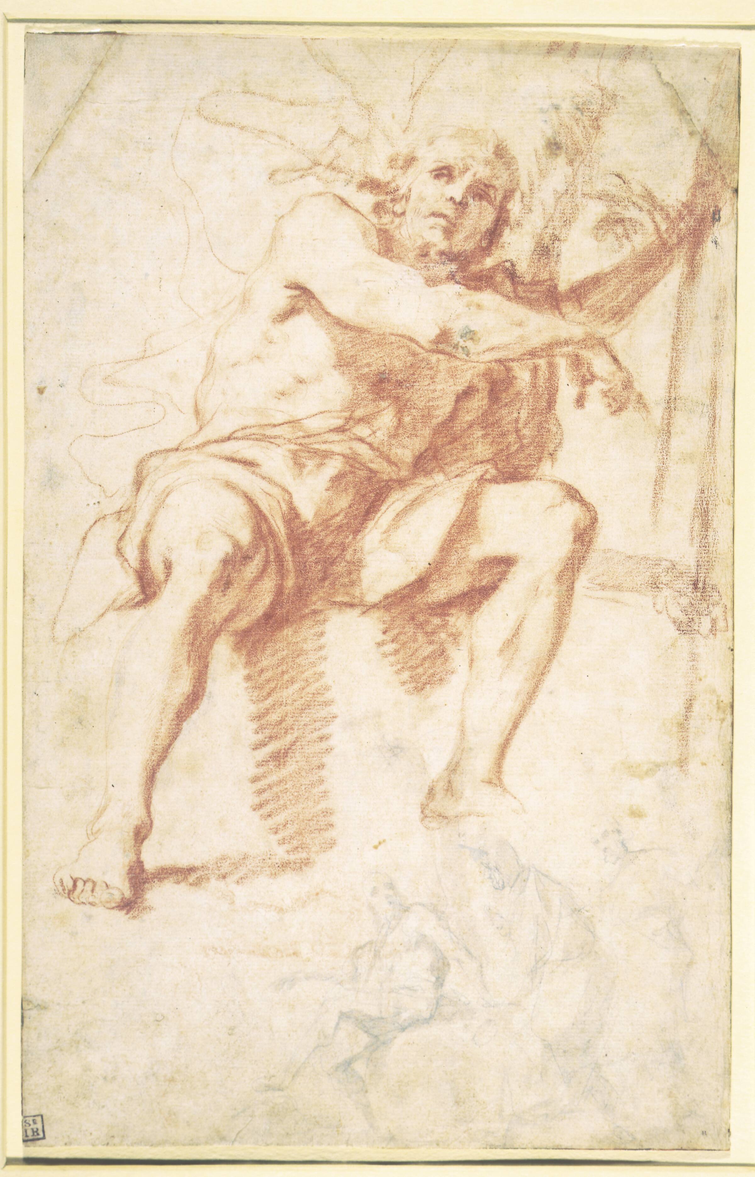 Johannes Døberen siddende, og studie af Johannes Døberen med to apostle, Mattia Preti, 1661-1666