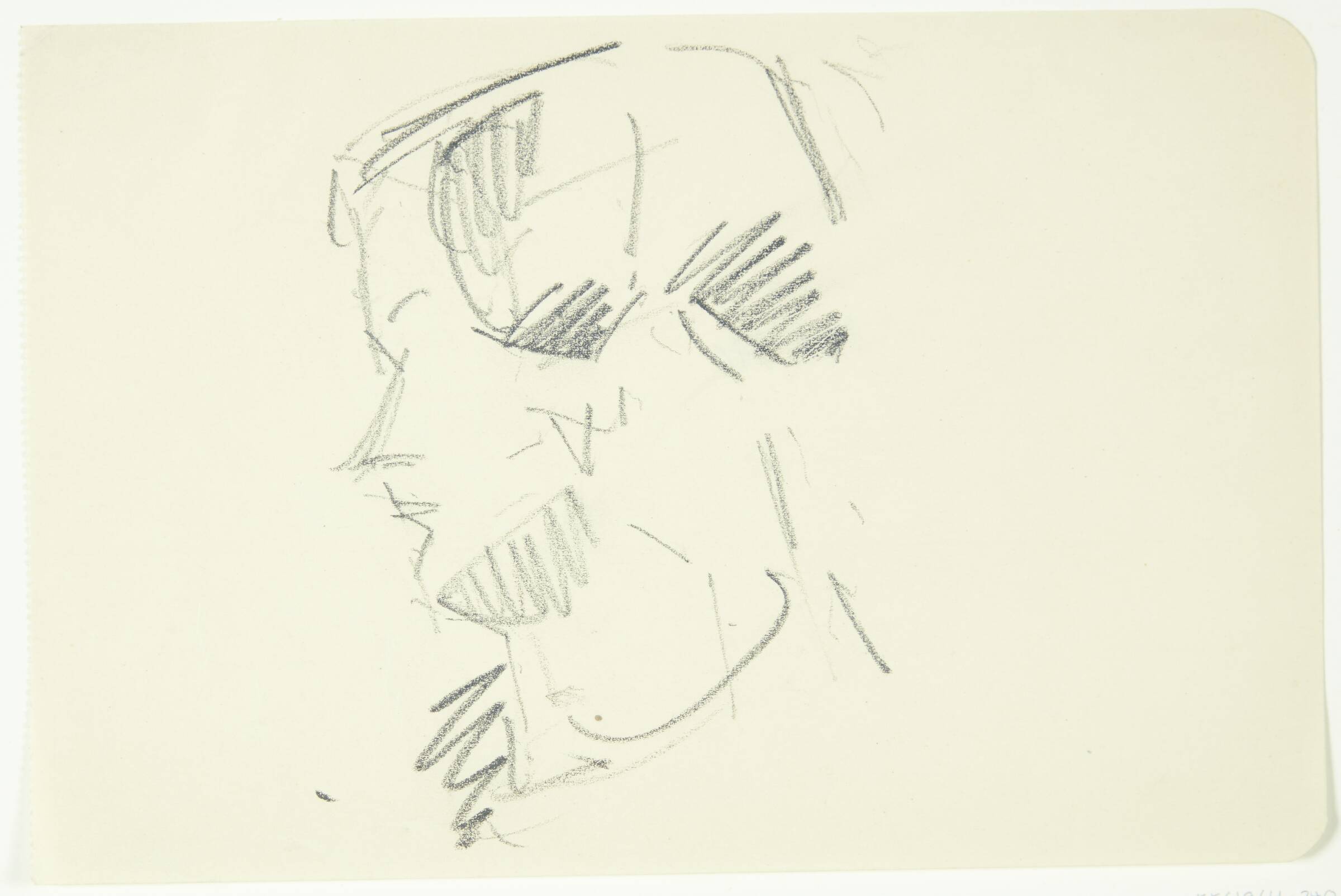 Portrætstudie af malerinden Ellen Olrik, profil mod venstre, Edvard Weie, 1926-1930