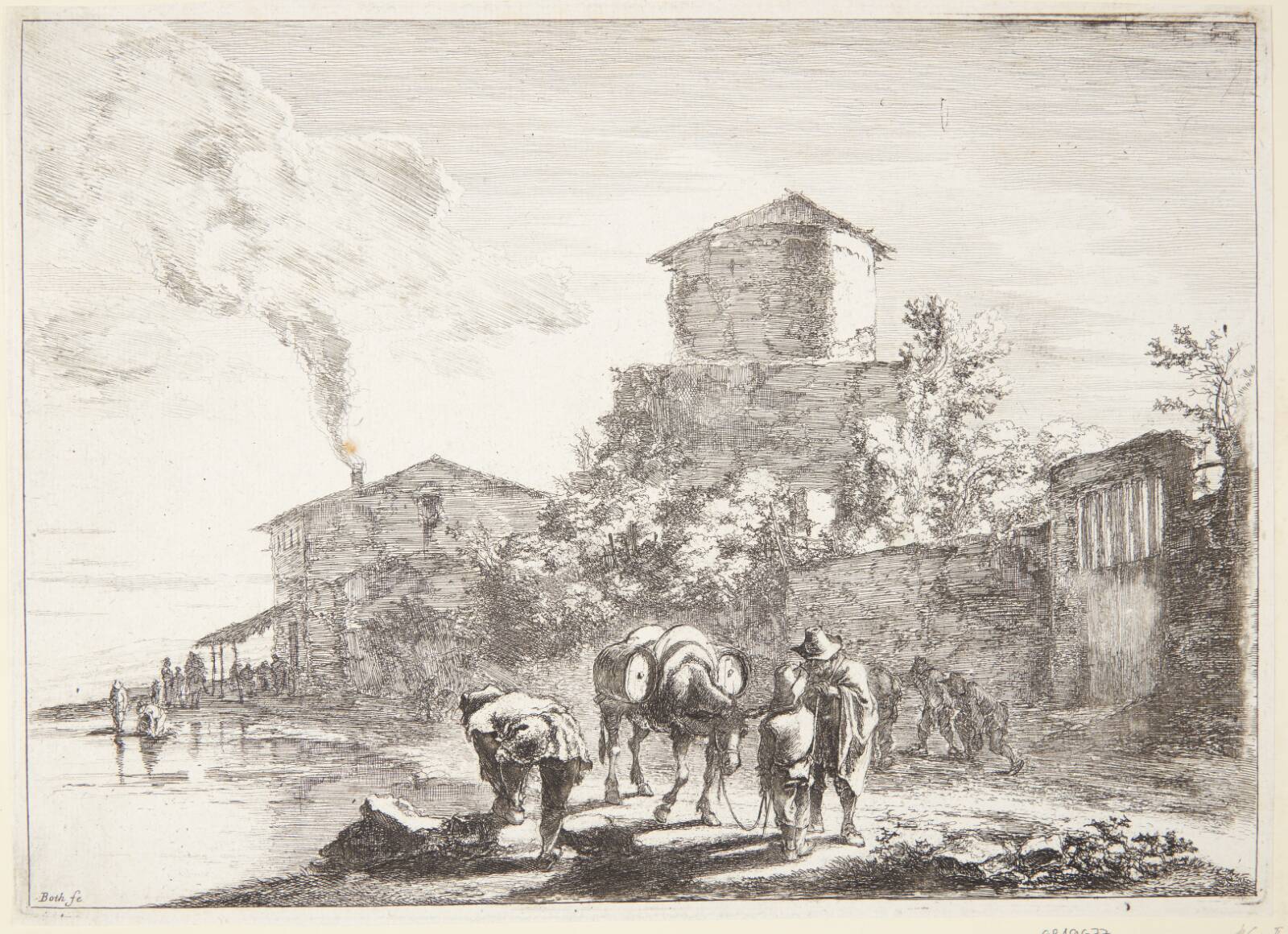 Mand med et mulæsel, Via Appia, Jan Both, 1618-1654