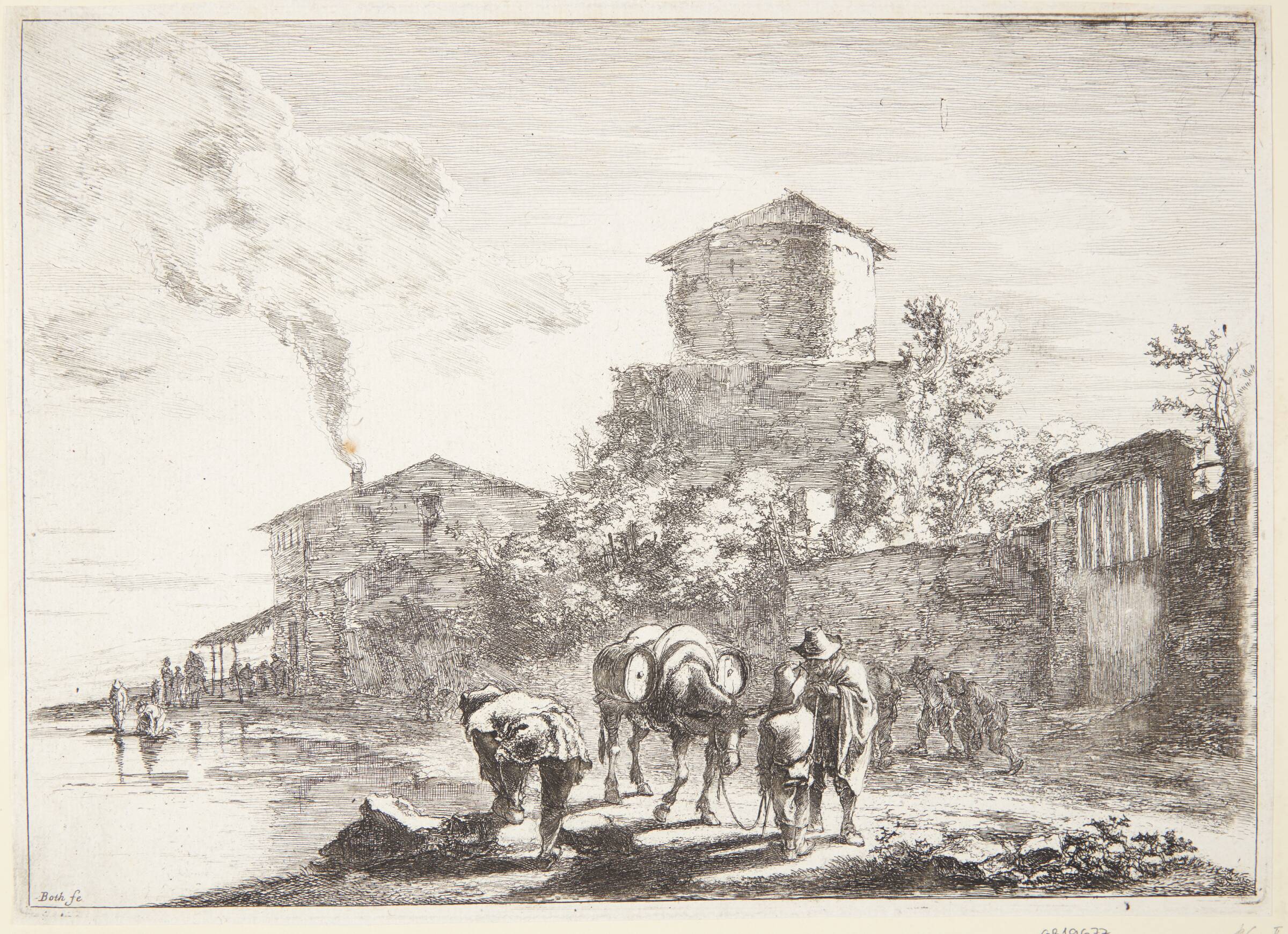 Mand med et mulæsel, Via Appia, Jan Both, 1618-1654