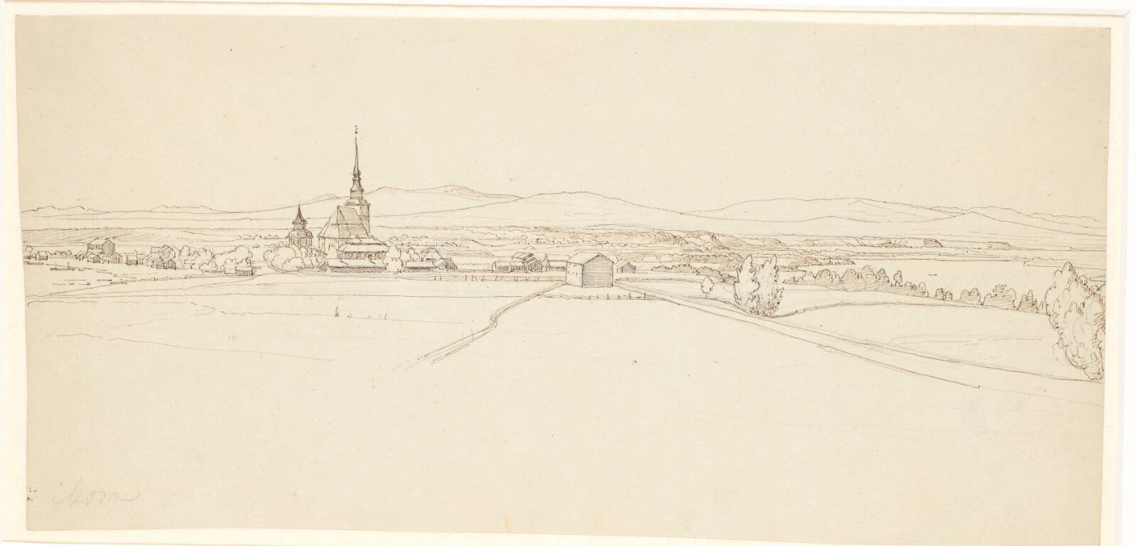 Udsigt mod Mora i Dalarne, Wilhelm Marstrand, 1810-1873