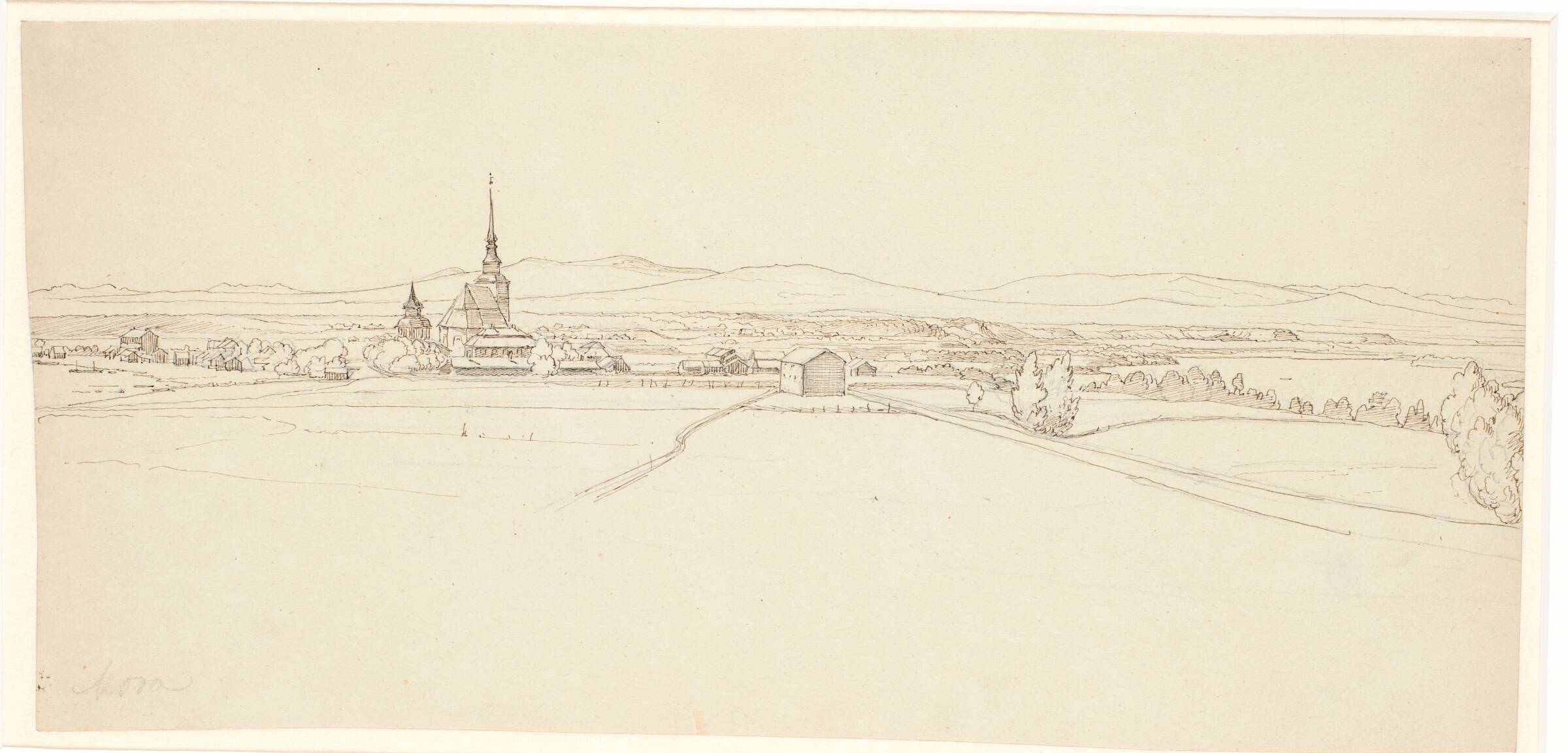Udsigt mod Mora i Dalarne, Wilhelm Marstrand, 1810-1873
