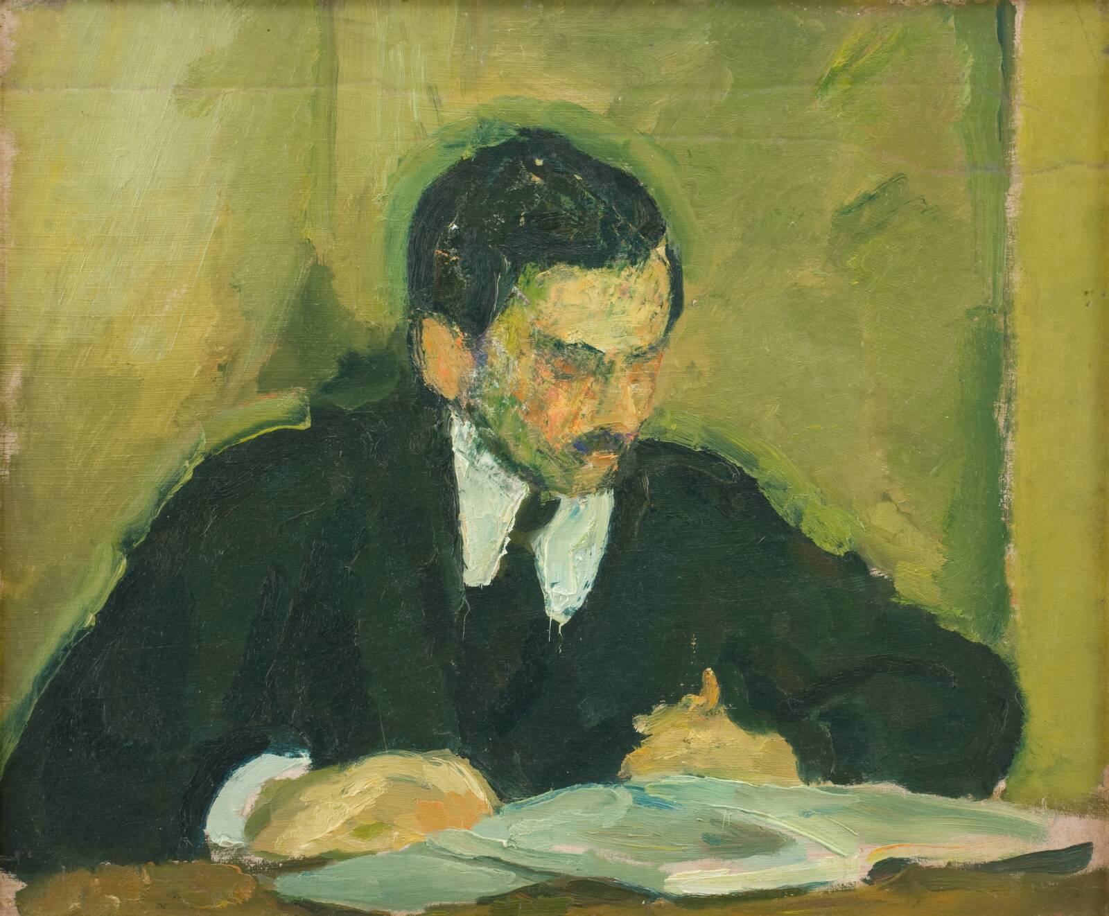 Maleren Ernst Goldschmidt læsende, Harald Giersing, 1915