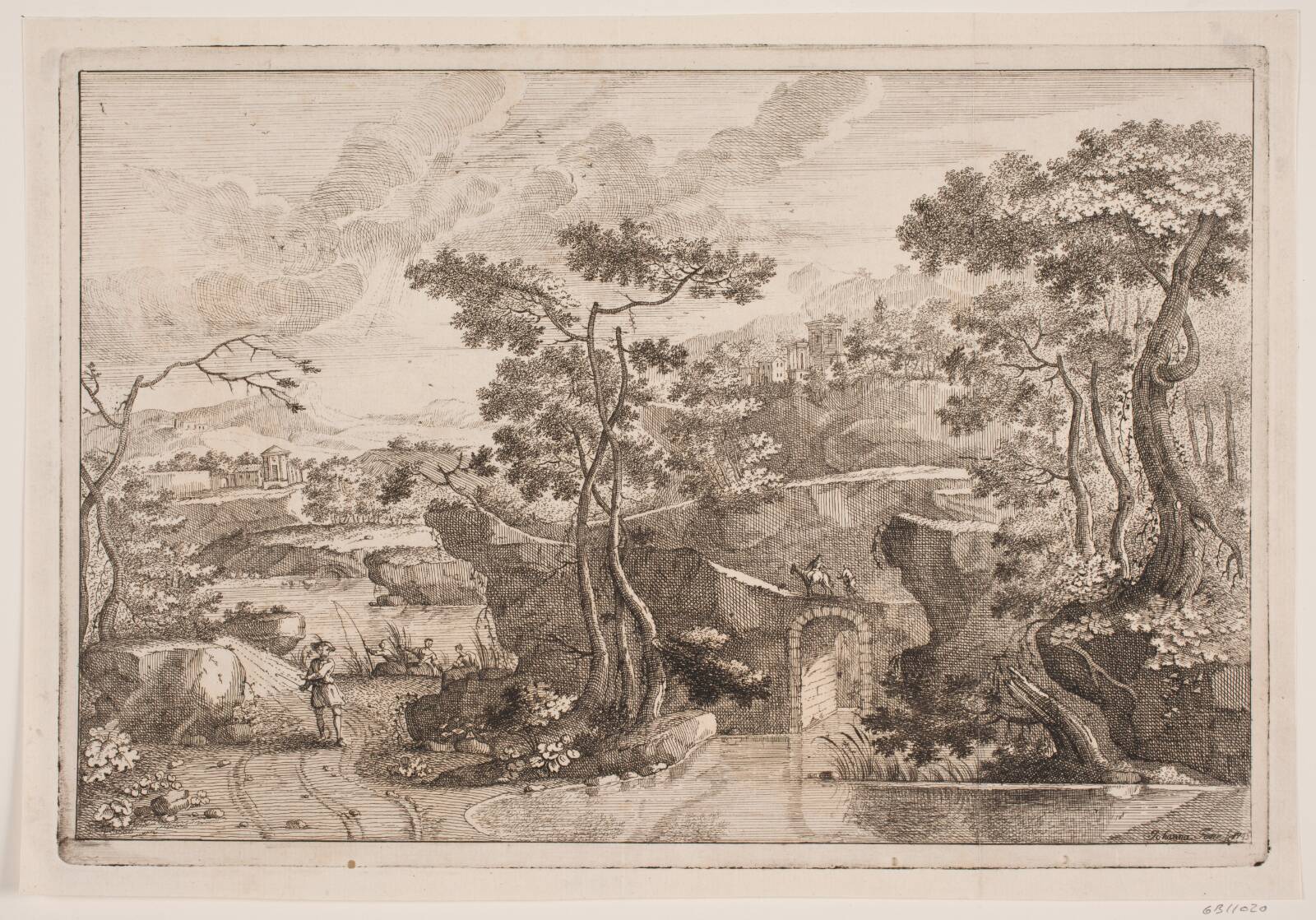 Mountainous landscape, by Johanna Fosie, 1745