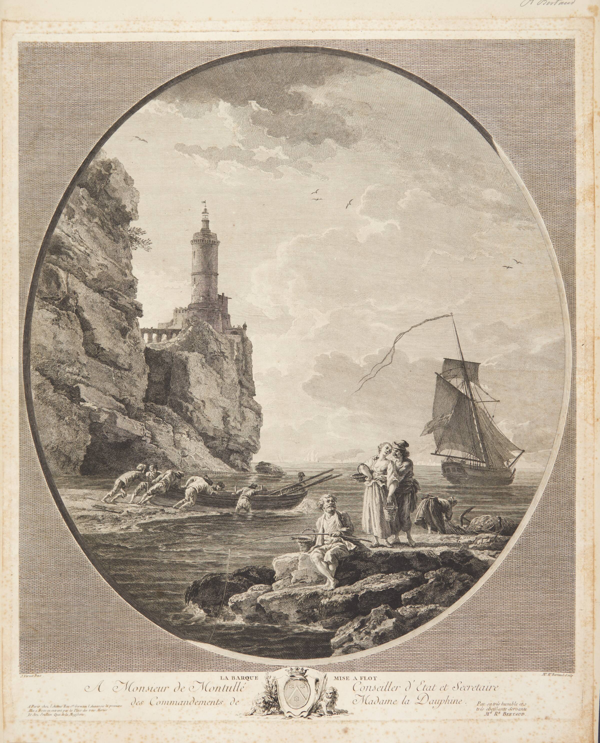 Robåden sættes i vandet (La Barque mise a flot), Rosalie Bertaud, 1770