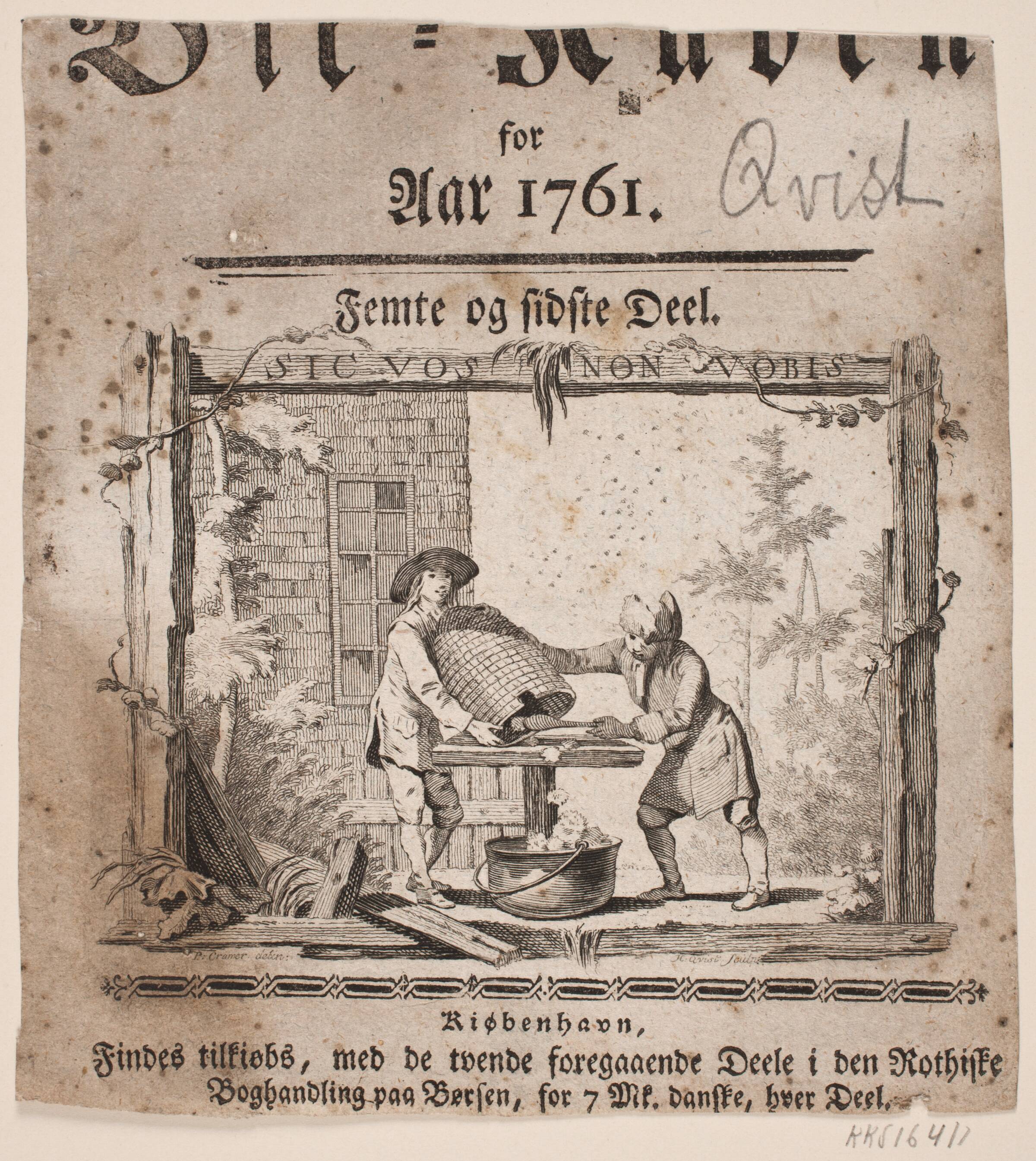Titelvignet til "Bii-Kuben for Aar 1761", V del, Hans Quist, 1761
