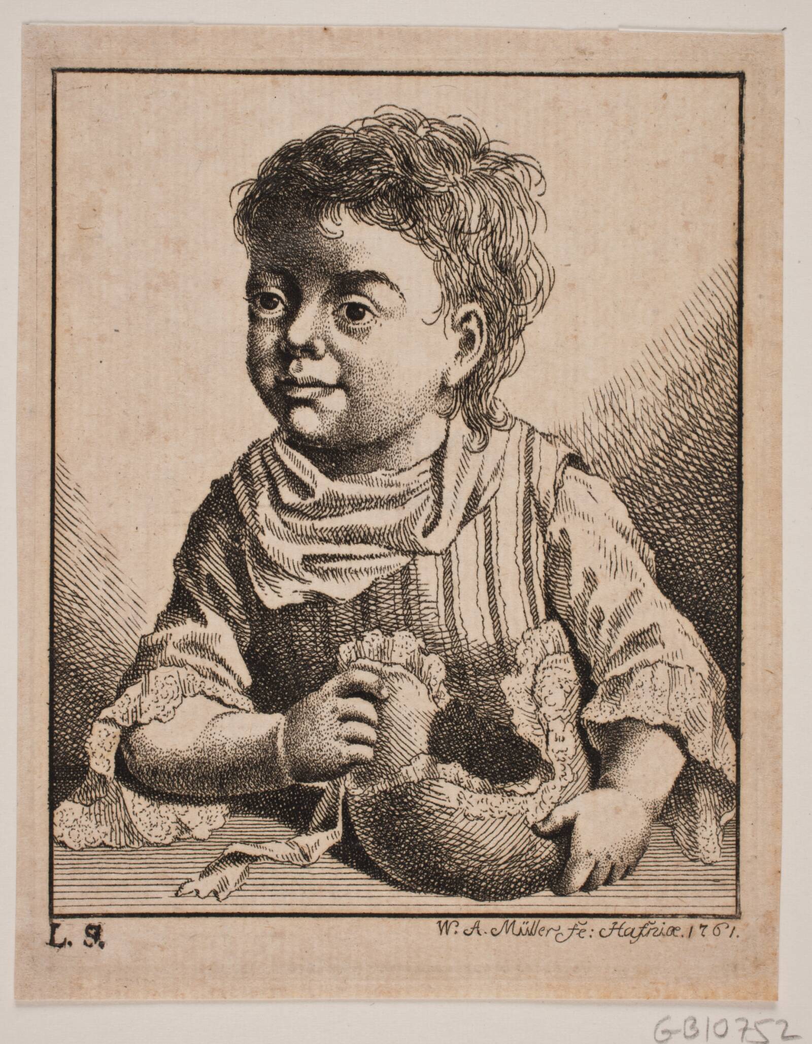 En lille Pige, halv Figur, W.A. Müller, 1761