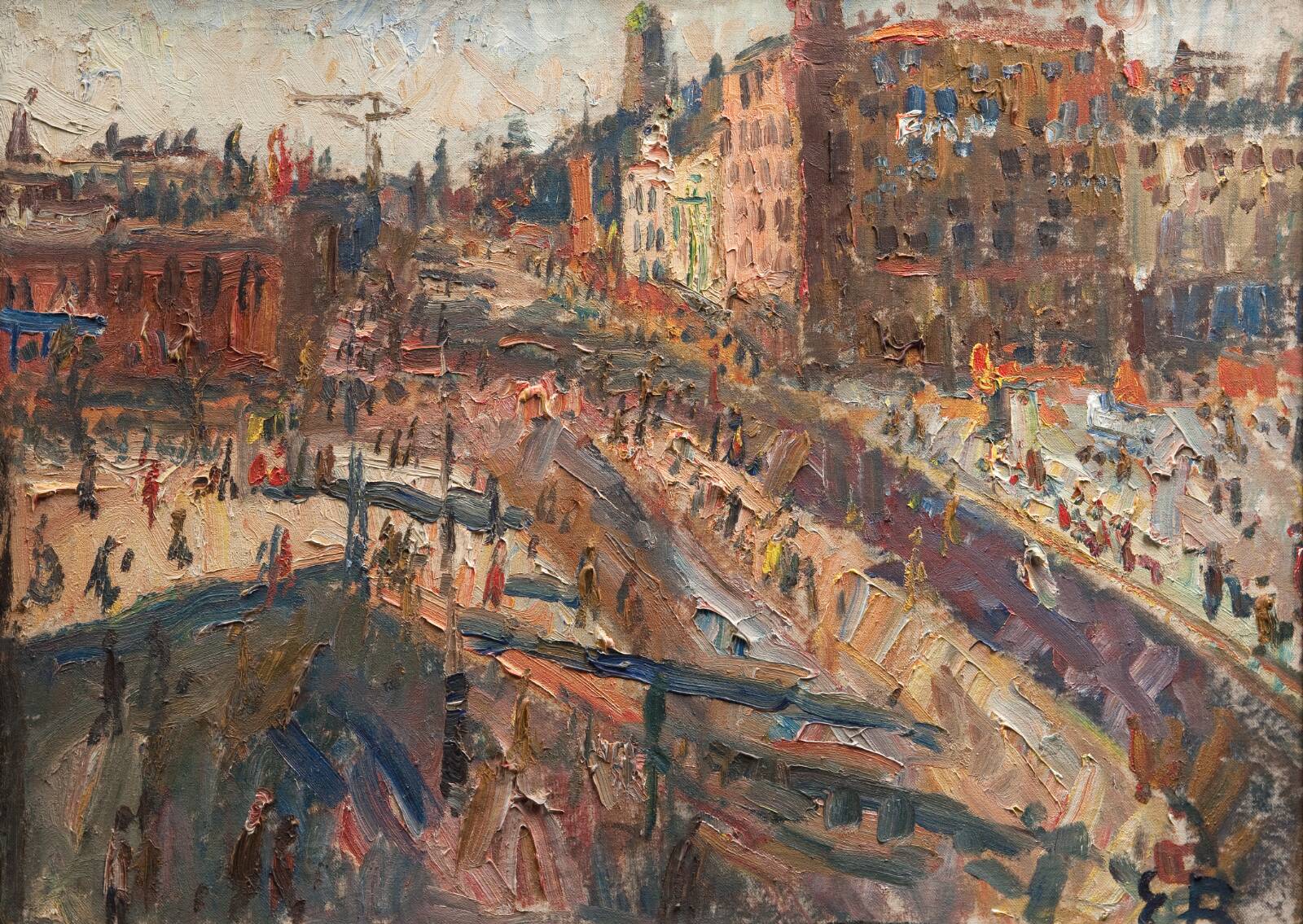 Rådhuspladsen med skygger, Eduard Borregaard, 1950