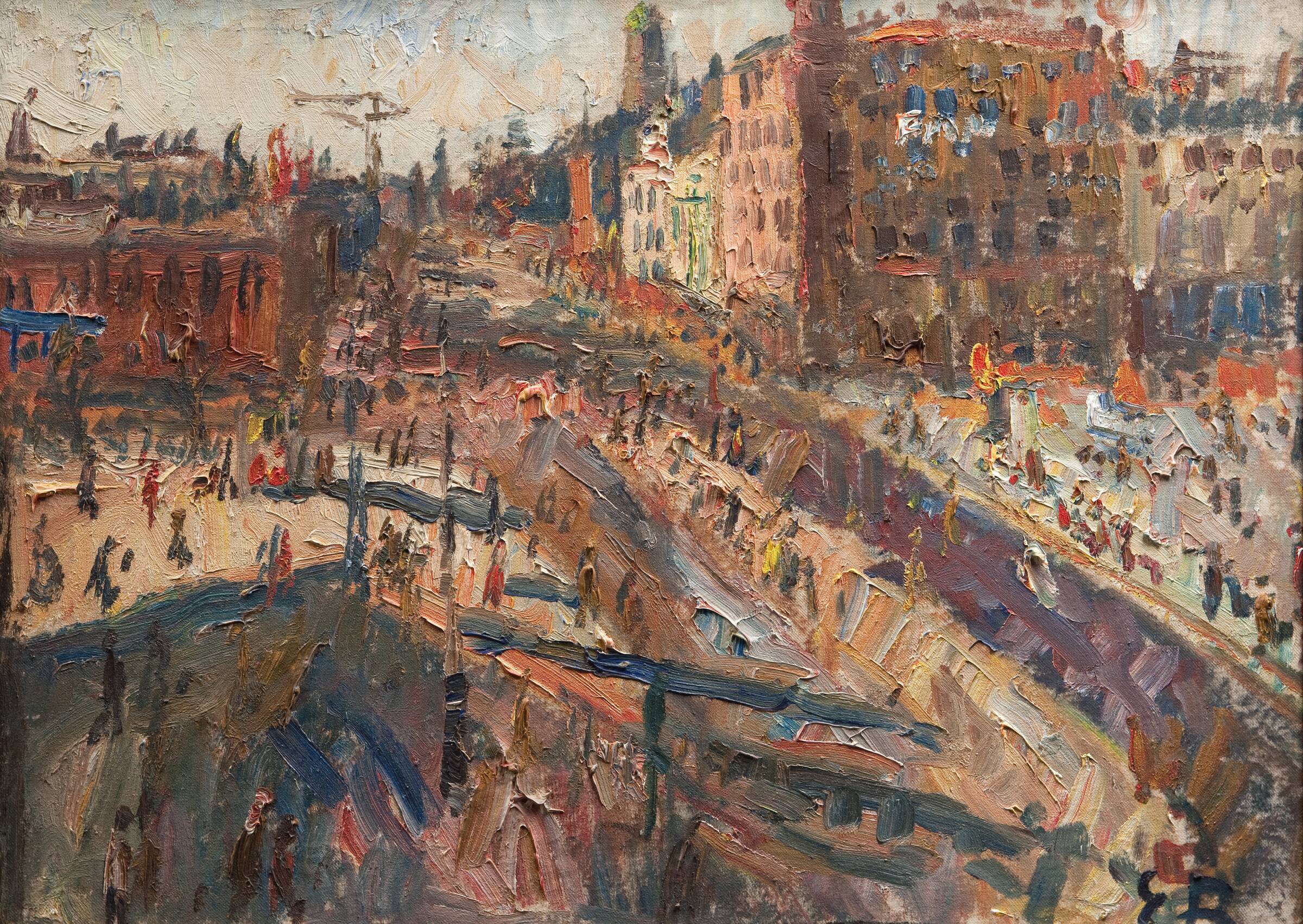 Rådhuspladsen med skygger, Eduard Borregaard, 1950