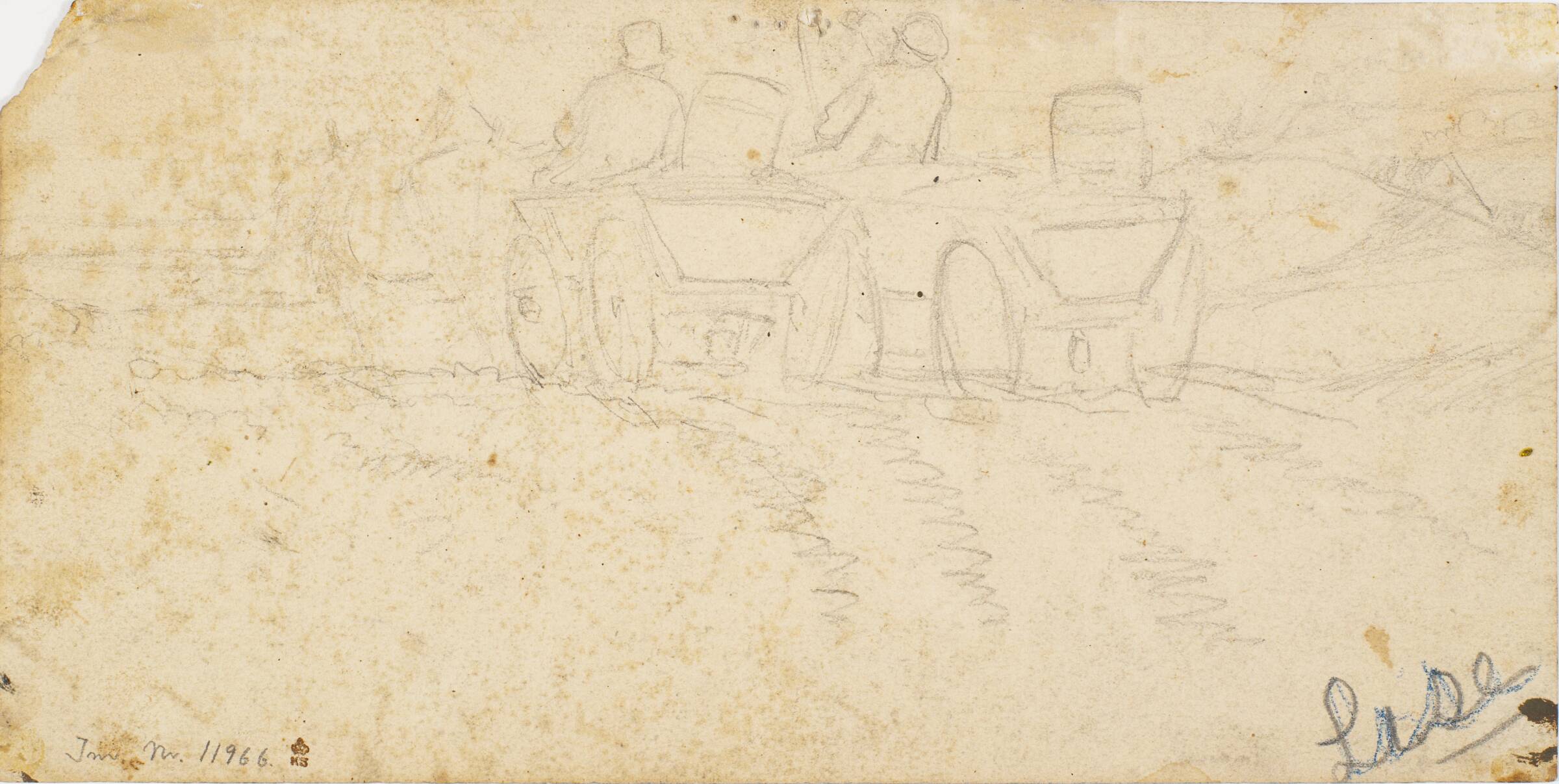 To arbejdsvogne på en vej, Hans Smidth, 1870-1875