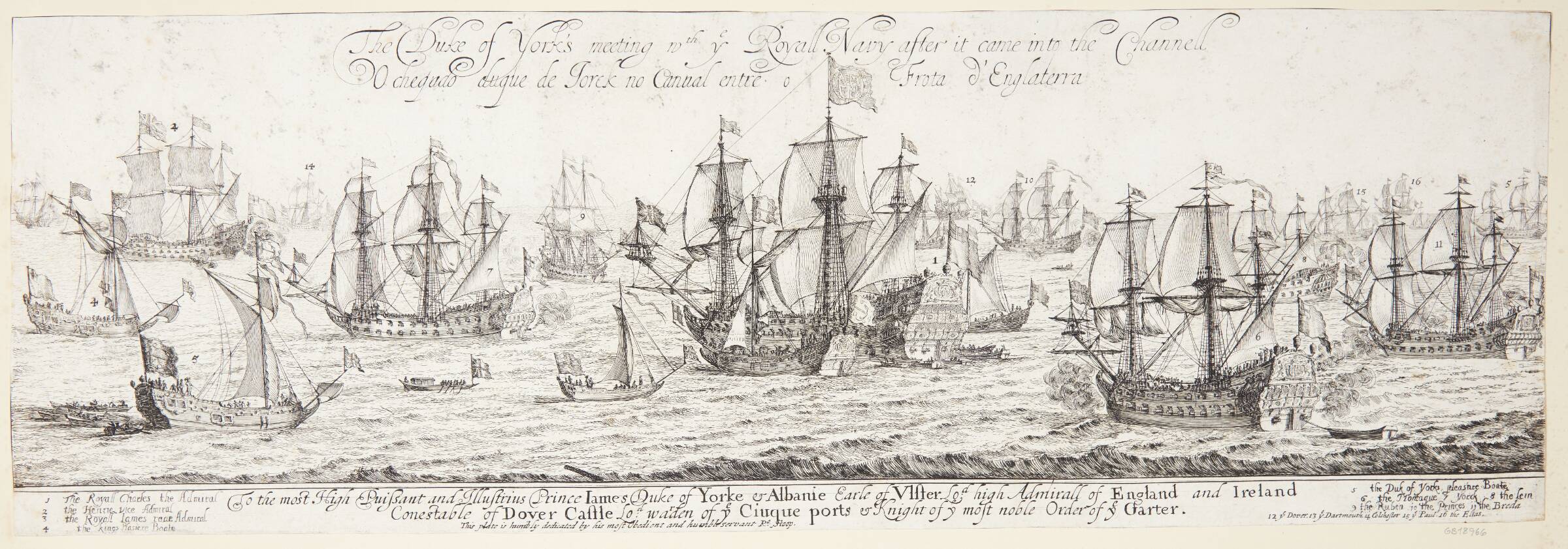 Hertugen af York møder den kongelige flåde i Kanalen, Dirk Stoop, 1662