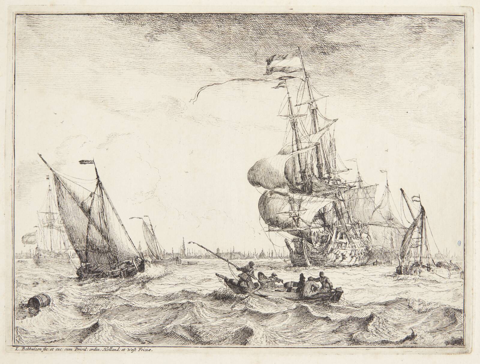 Skibe ud for Amsterdam, Ludolf Bakhuizen, 1701