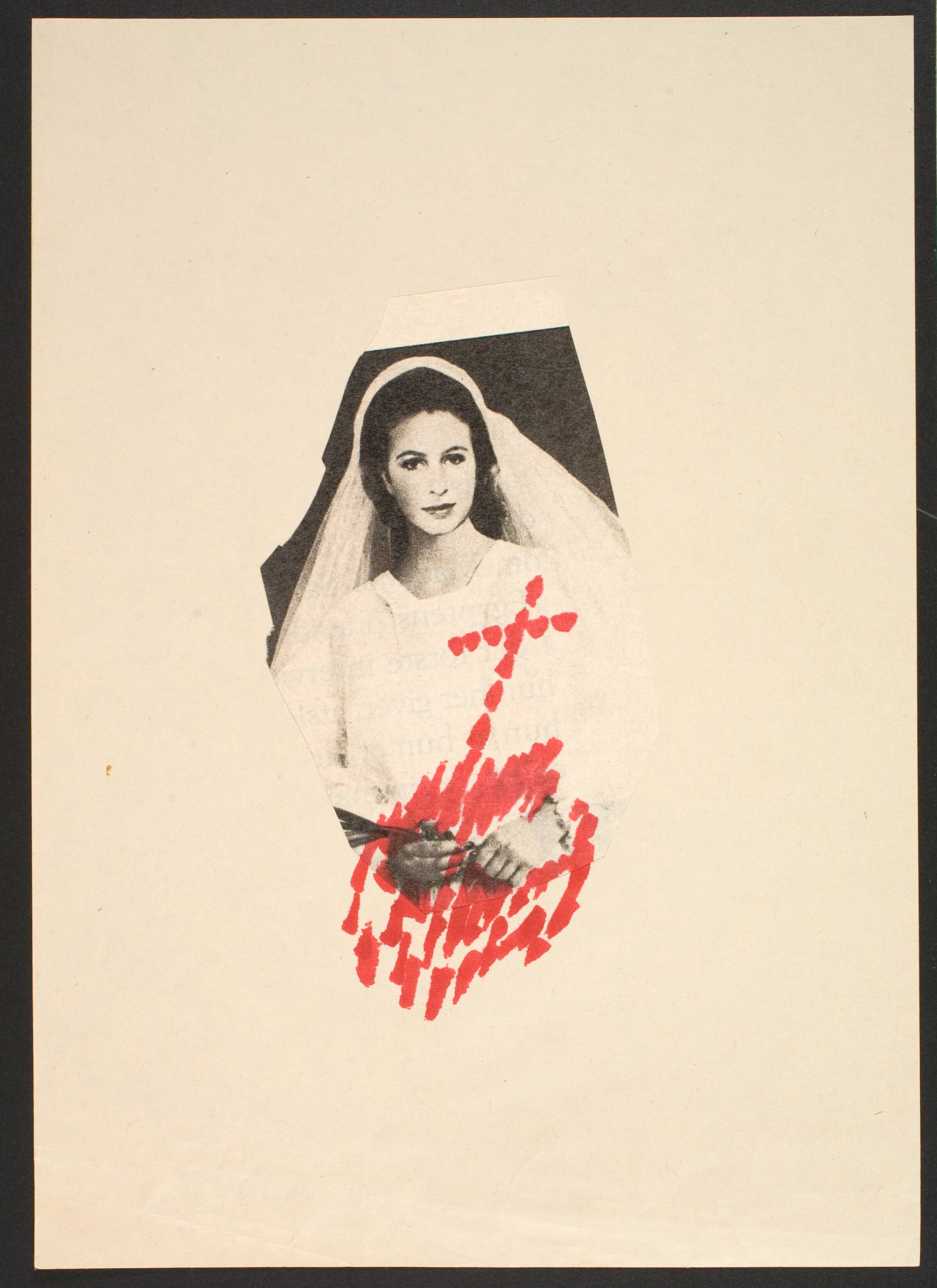 Udklip på papir med kvindetegnet, Lene Adler Petersen, 1974
