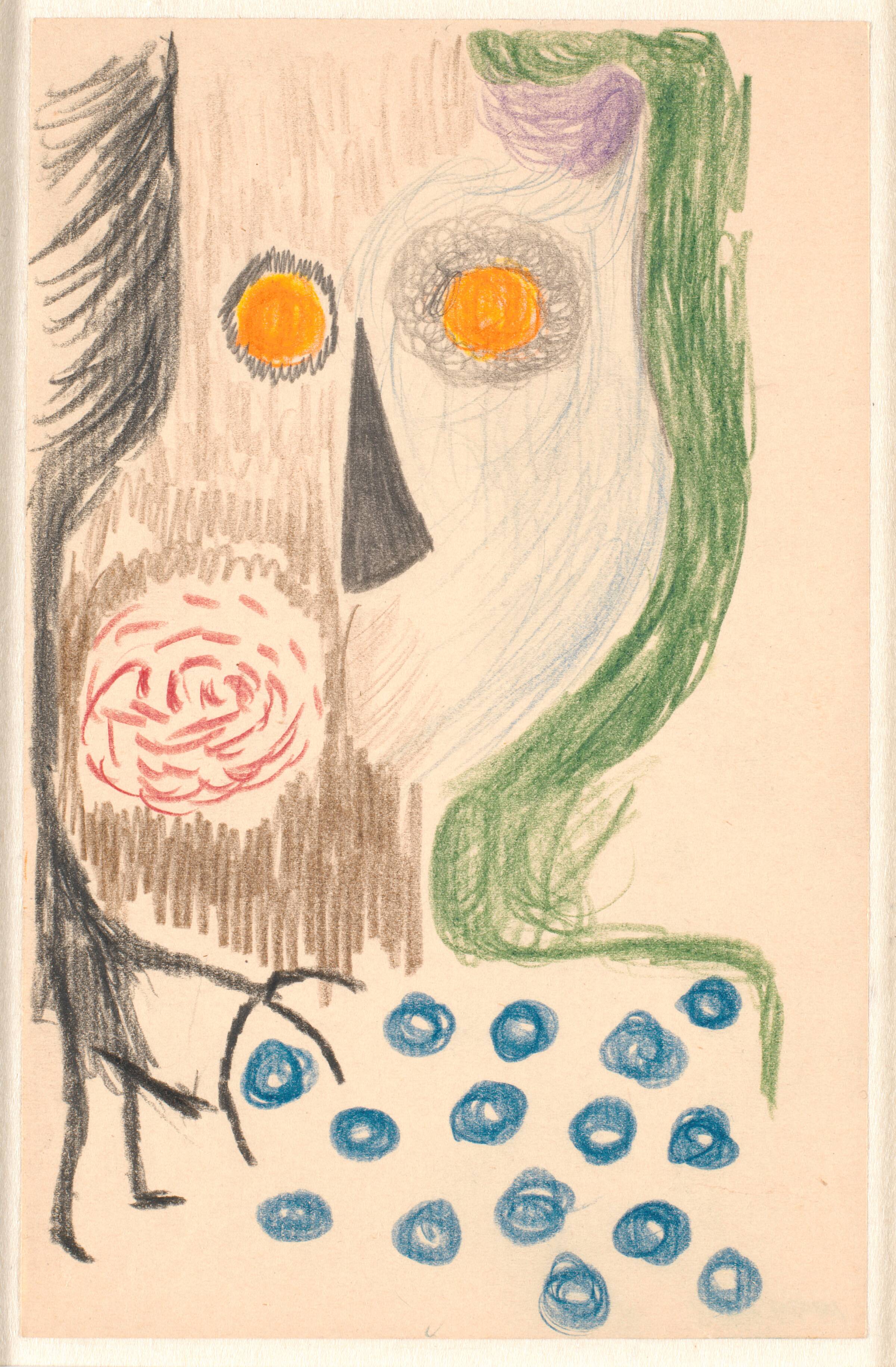 Abstrakt komposition med ansigt, Sonja Ferlov Mancoba, 1930-1950