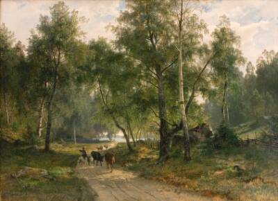 Under birkene. Motiv fra Mälaren
