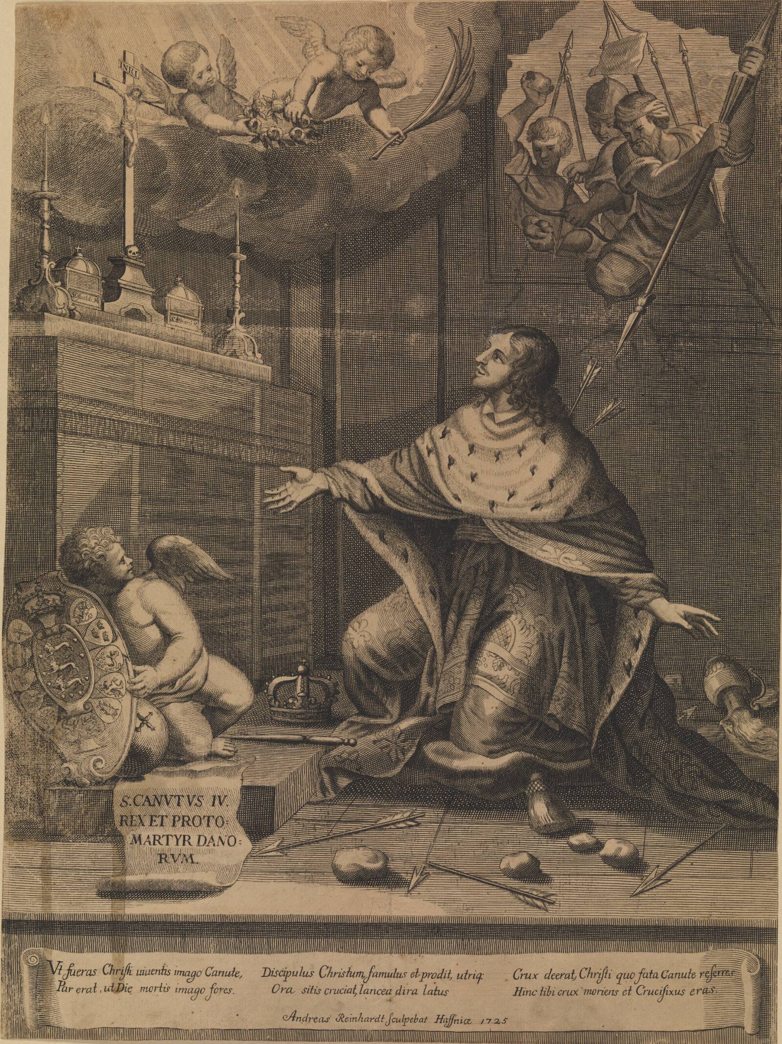 Knud den Helliges martyrdød, Andreas Reinhardt, 1725