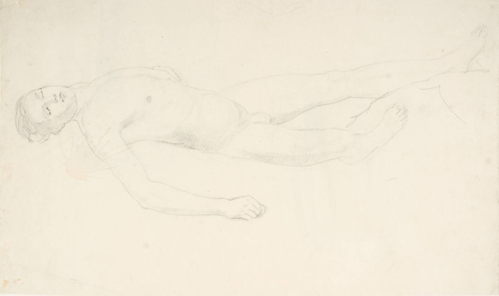 Liggende mandlig model, Dankvart Dreyer, 1830-1839