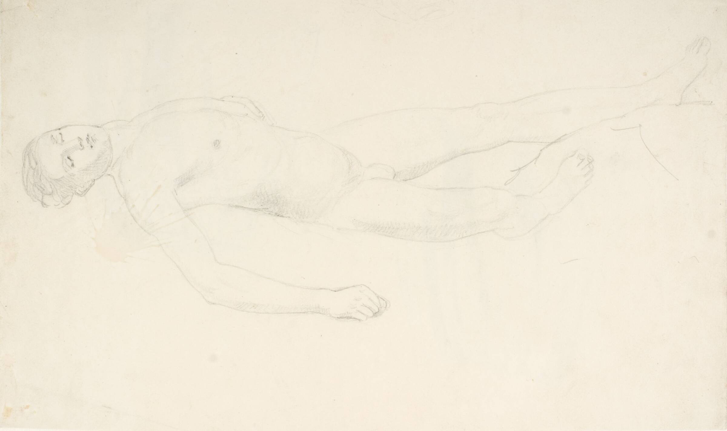 Liggende mandlig model, Dankvart Dreyer, 1830-1839