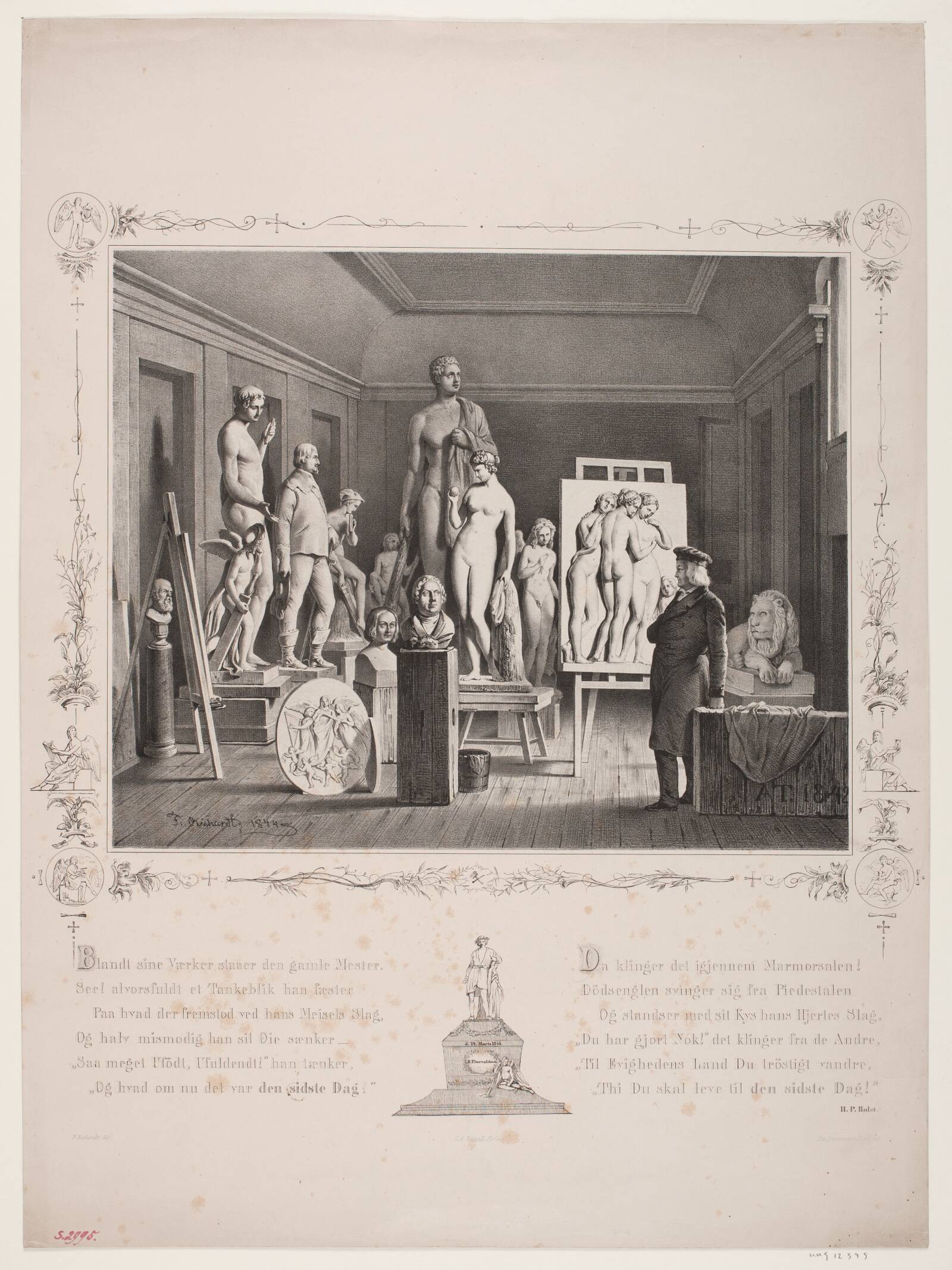 Thorvaldsen i sit atelier, Ferdinand Richardt, 1844