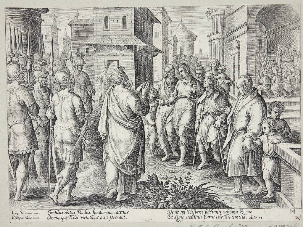Paulus prædiker i Rom, Adriaen Collaert, 1582