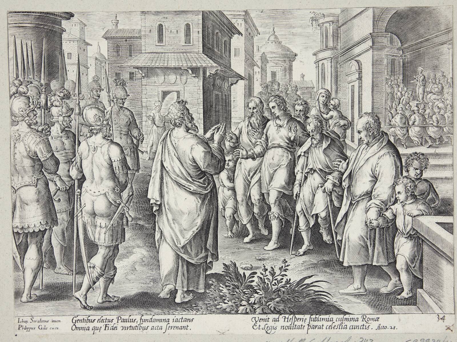 Paulus prædiker i Rom, Adriaen Collaert, 1582