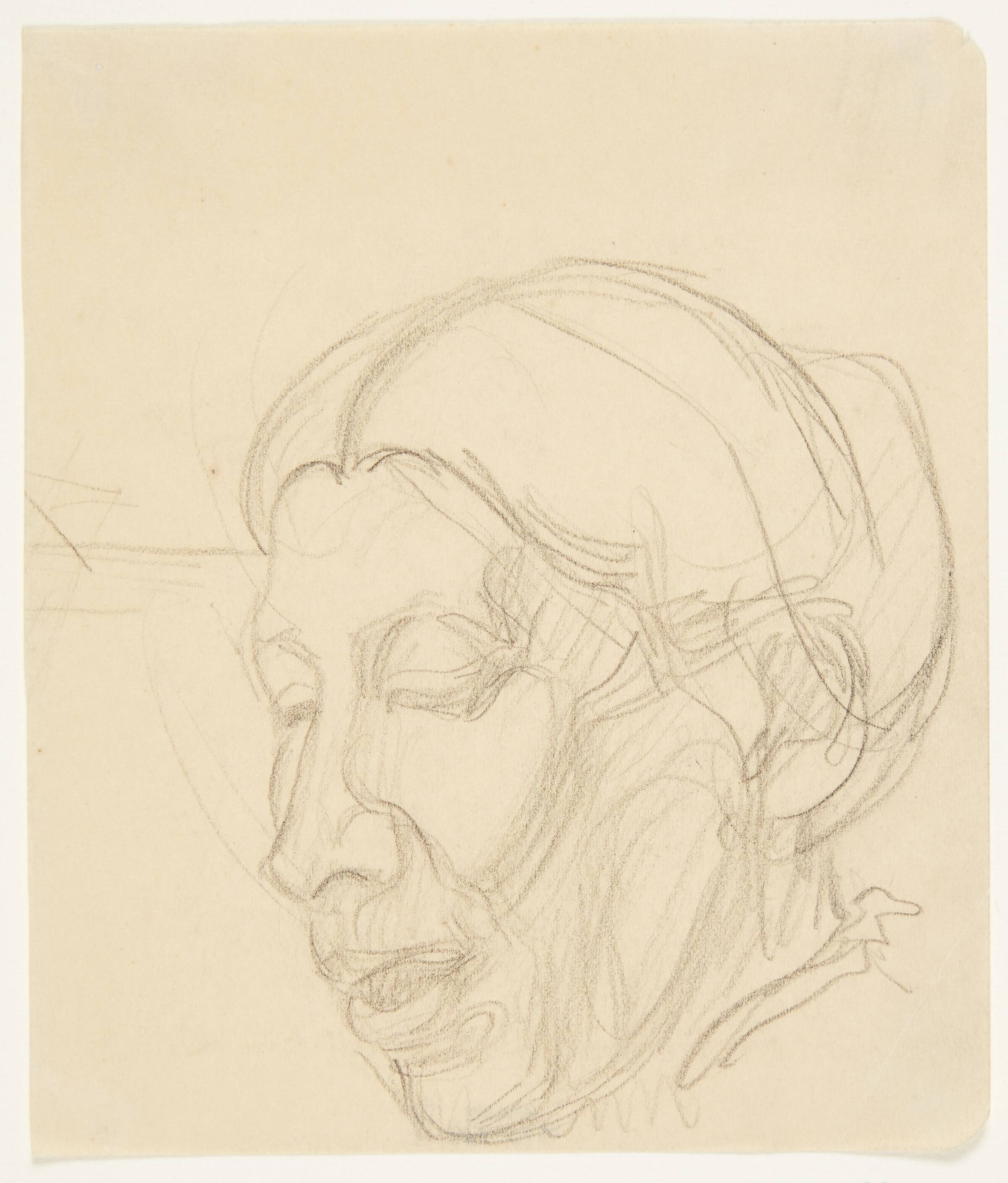 Kvindehoved i trekvart profil mod venstre, Olivia Holm-Møller, 1890-1946