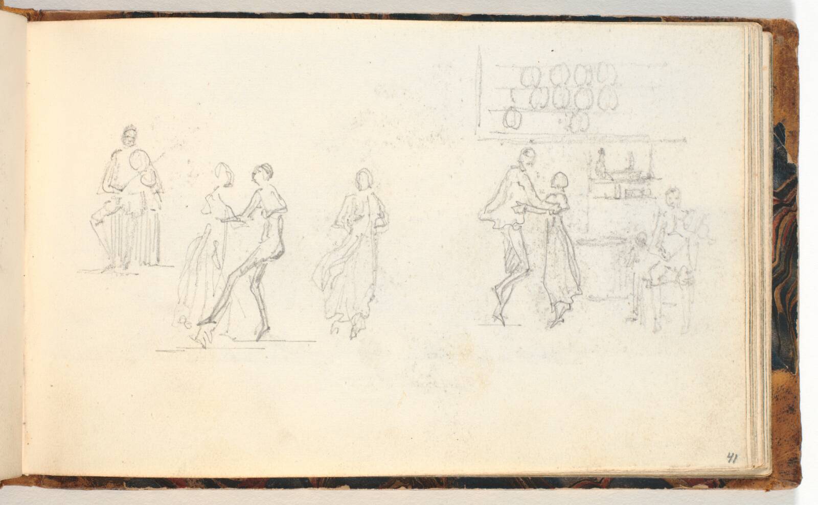 Interiør med dansende figurer, Martinus Rørbye, 1832