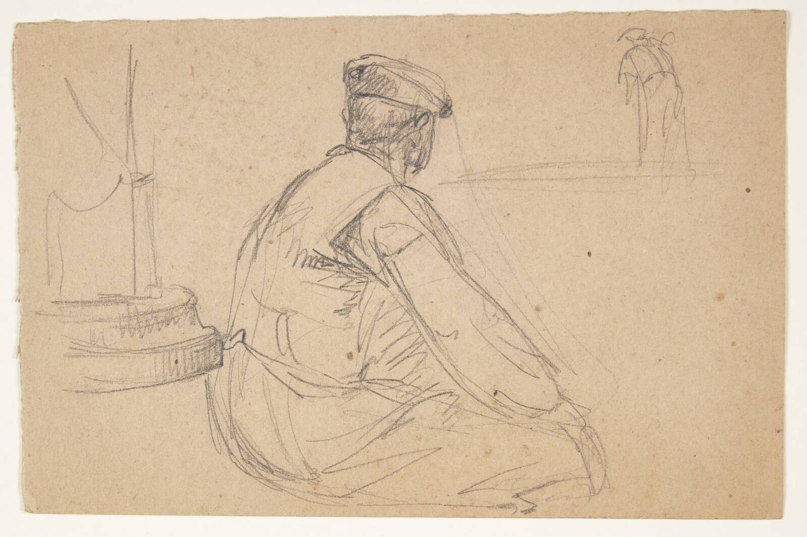 Siddende mand set bagfra, Aksel Jørgensen, 1930-1949