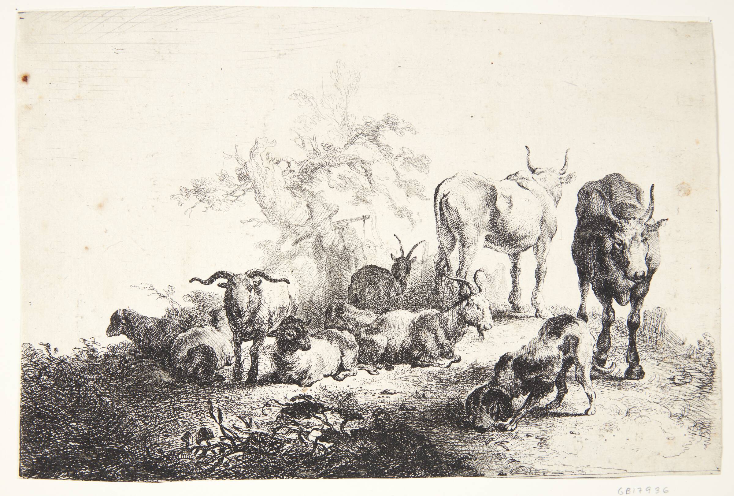 Landskab med kvæg og en malkepige, Jan van Noordt, 1644