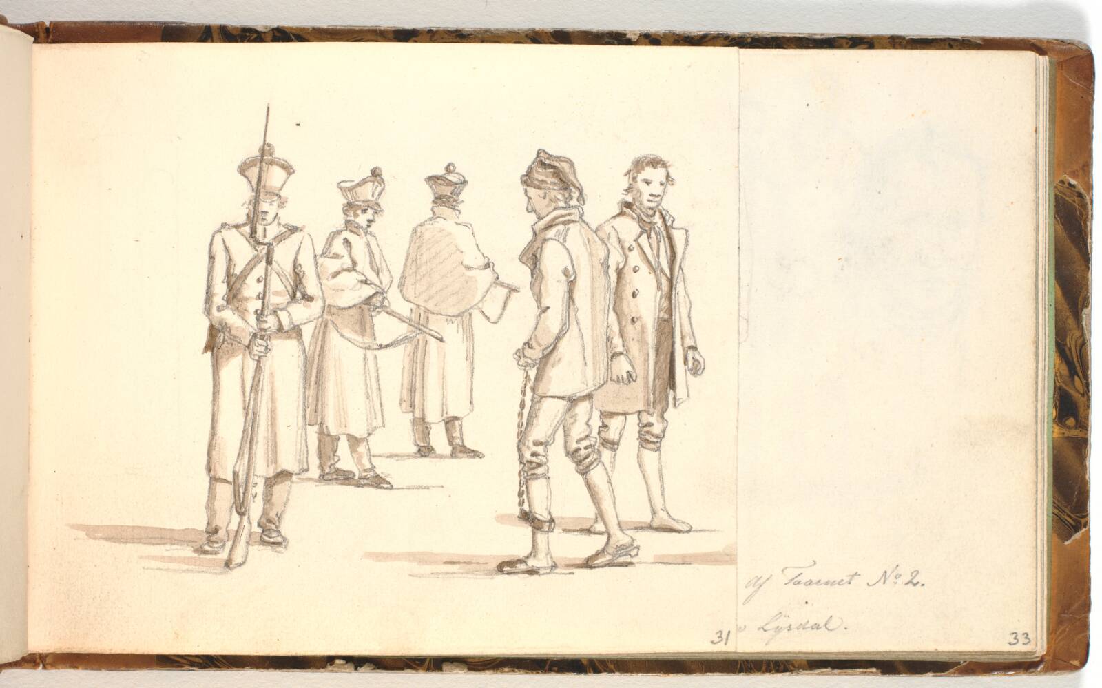 Fanger og soldater, Martinus Rørbye, 1833